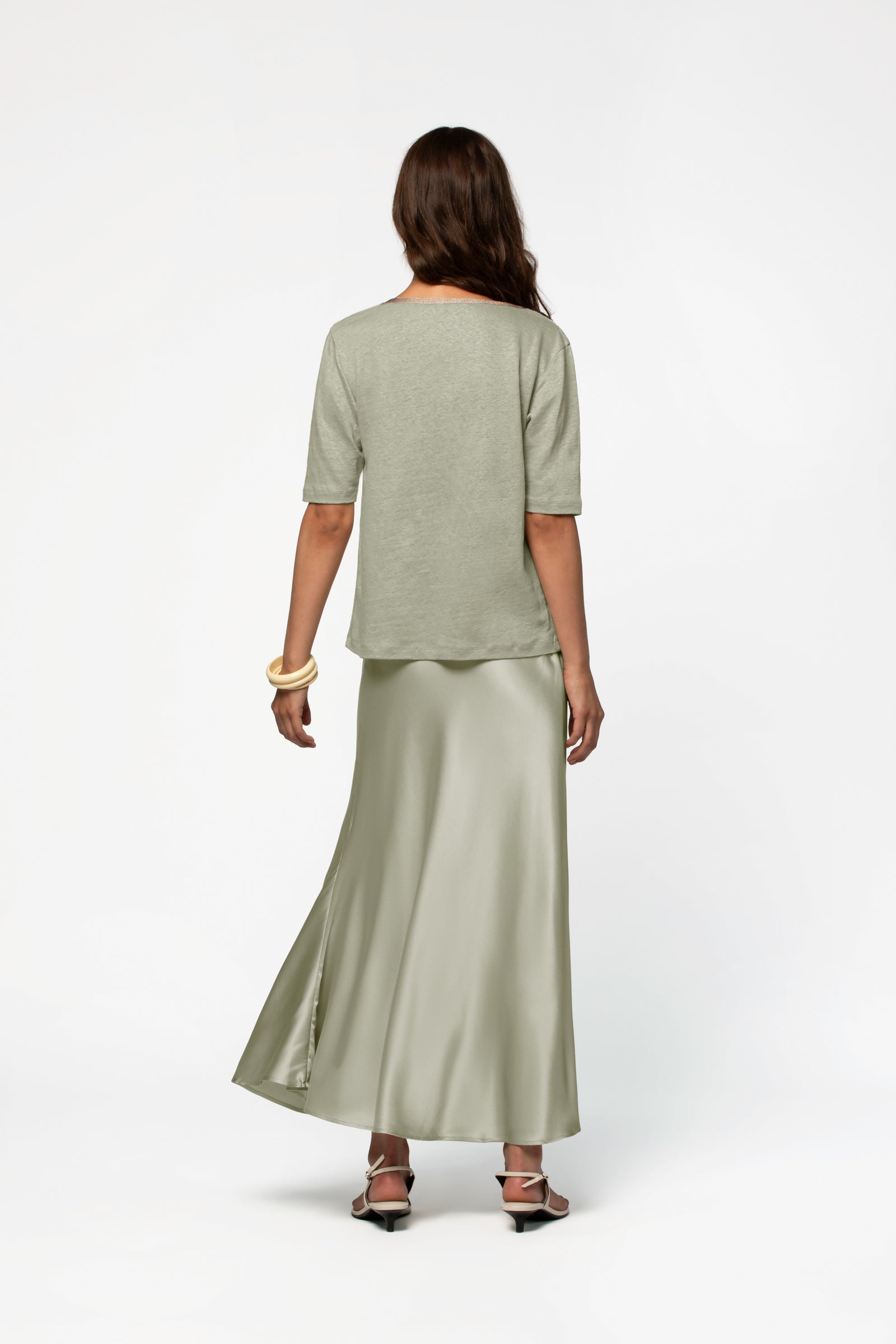 T-shirt jersey de lin style élégant MAX&MOI mode femme luxe contemporain kaki