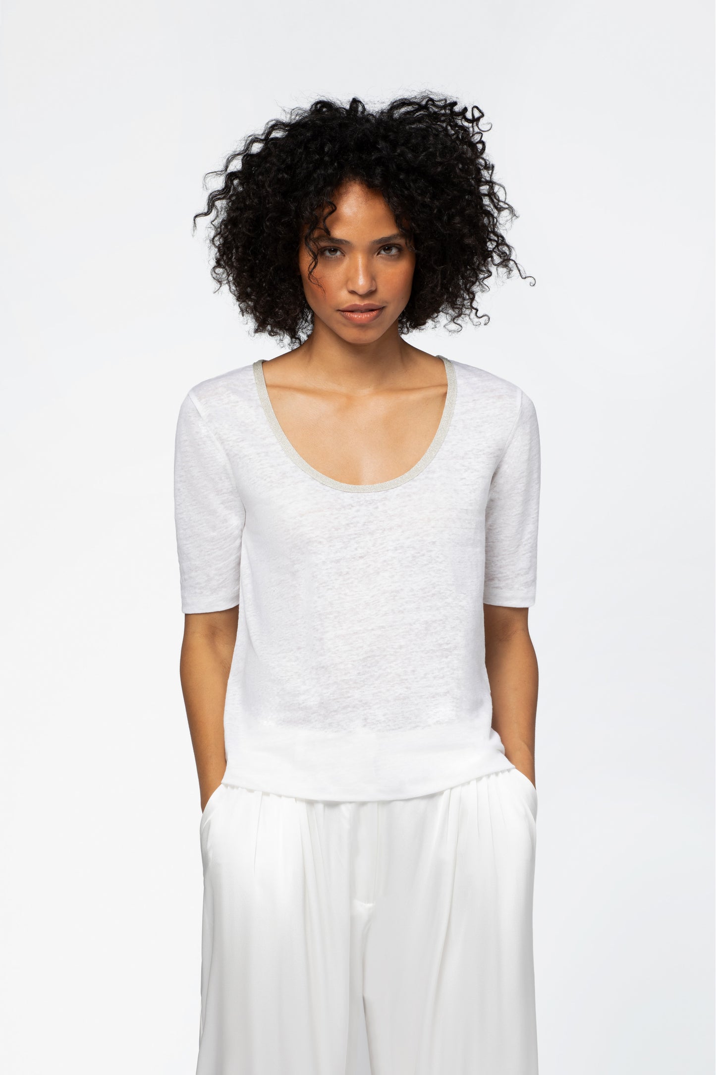 Top lin léger MAX&MOI mode femme luxe blanc