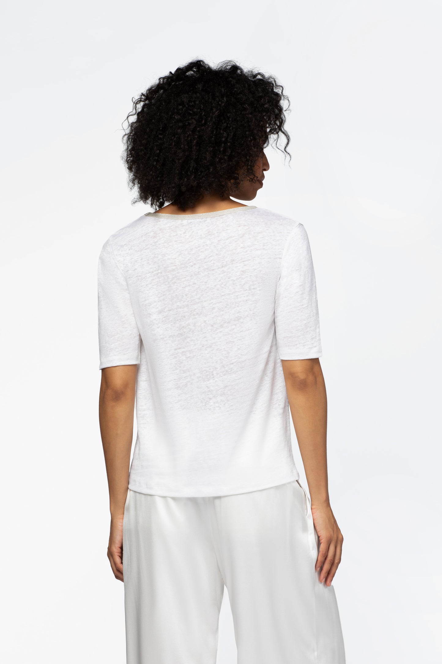 T-shirt lin respirant luxe femme MAX&MOI silhouette contemporaine blanc