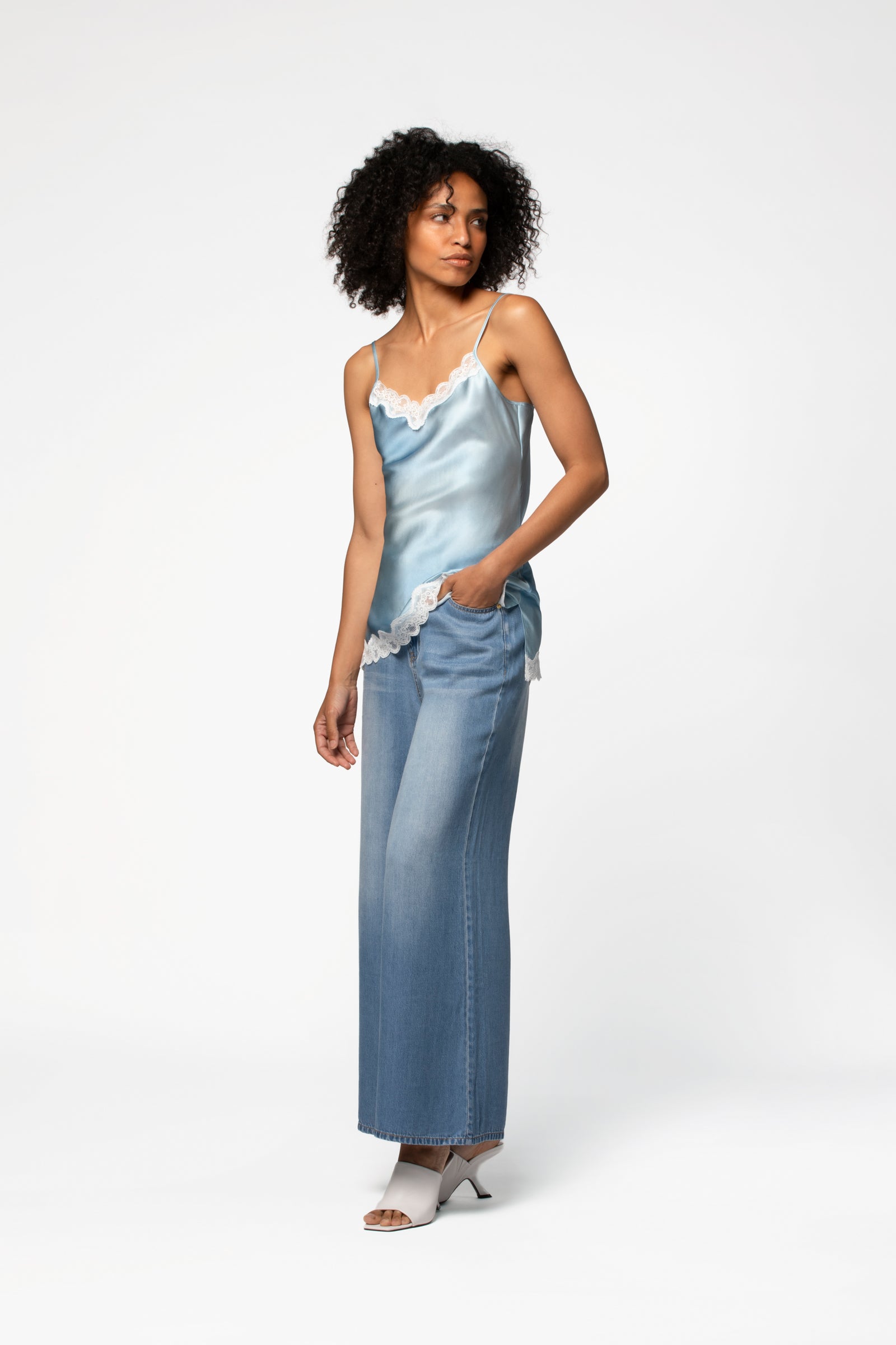 トップス ANDMARY Sora bicolor camisole ice blue TOP silk camisole in blue tie-dye | Women's Luxury Fashion – Maxemoi