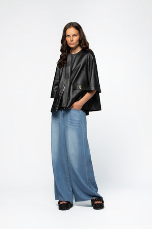 Veste cuir femme mode luxe MAX&MOI noir