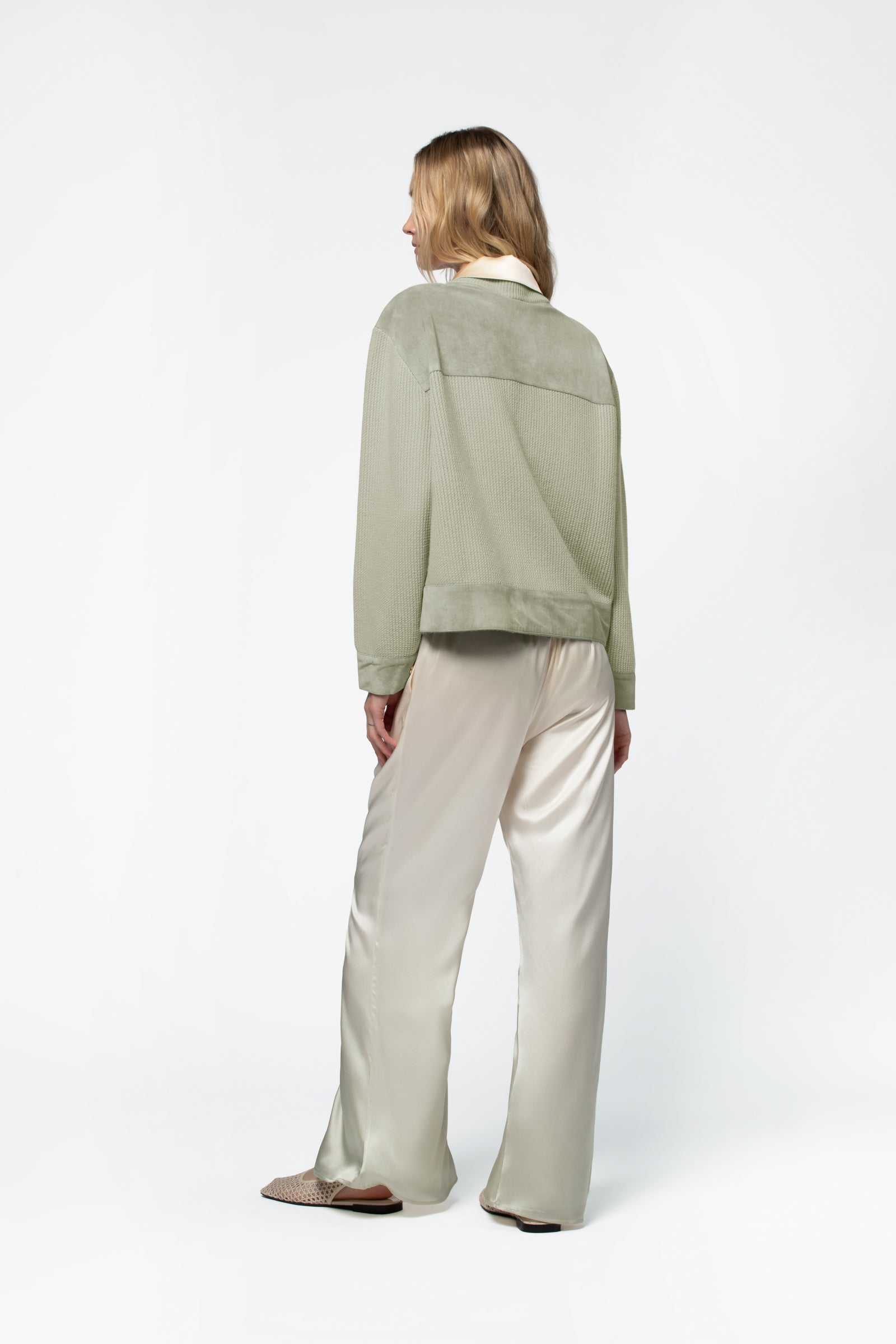 Veste manches longues femme en laine et cachemire vert MAX&MOI vêtement luxe contemporain