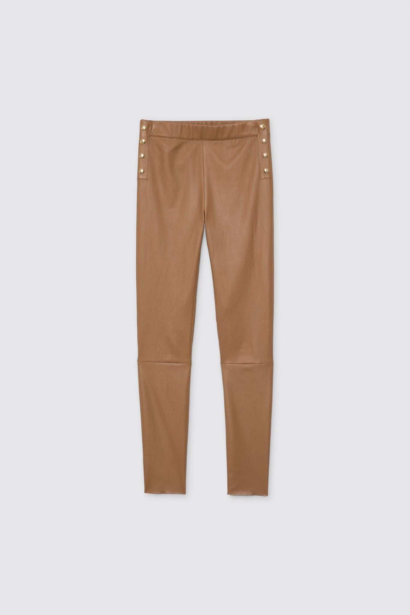 Pantalon BAMBA camel en cuir d'agneau haut de gamme MAX&MOI