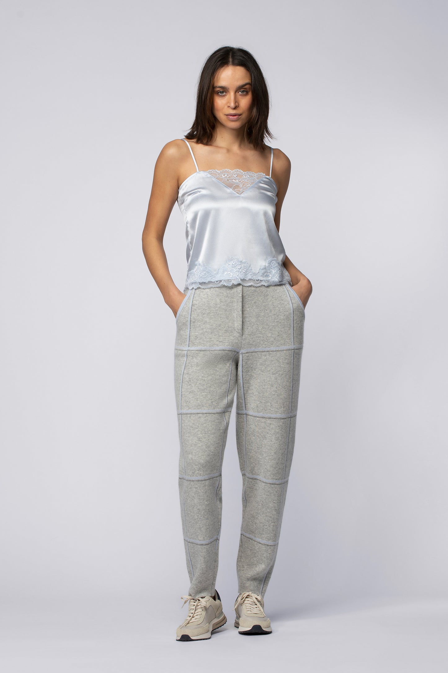 Pantalon BAXI gris en laine cachemire haut de gamme MAX&MOI