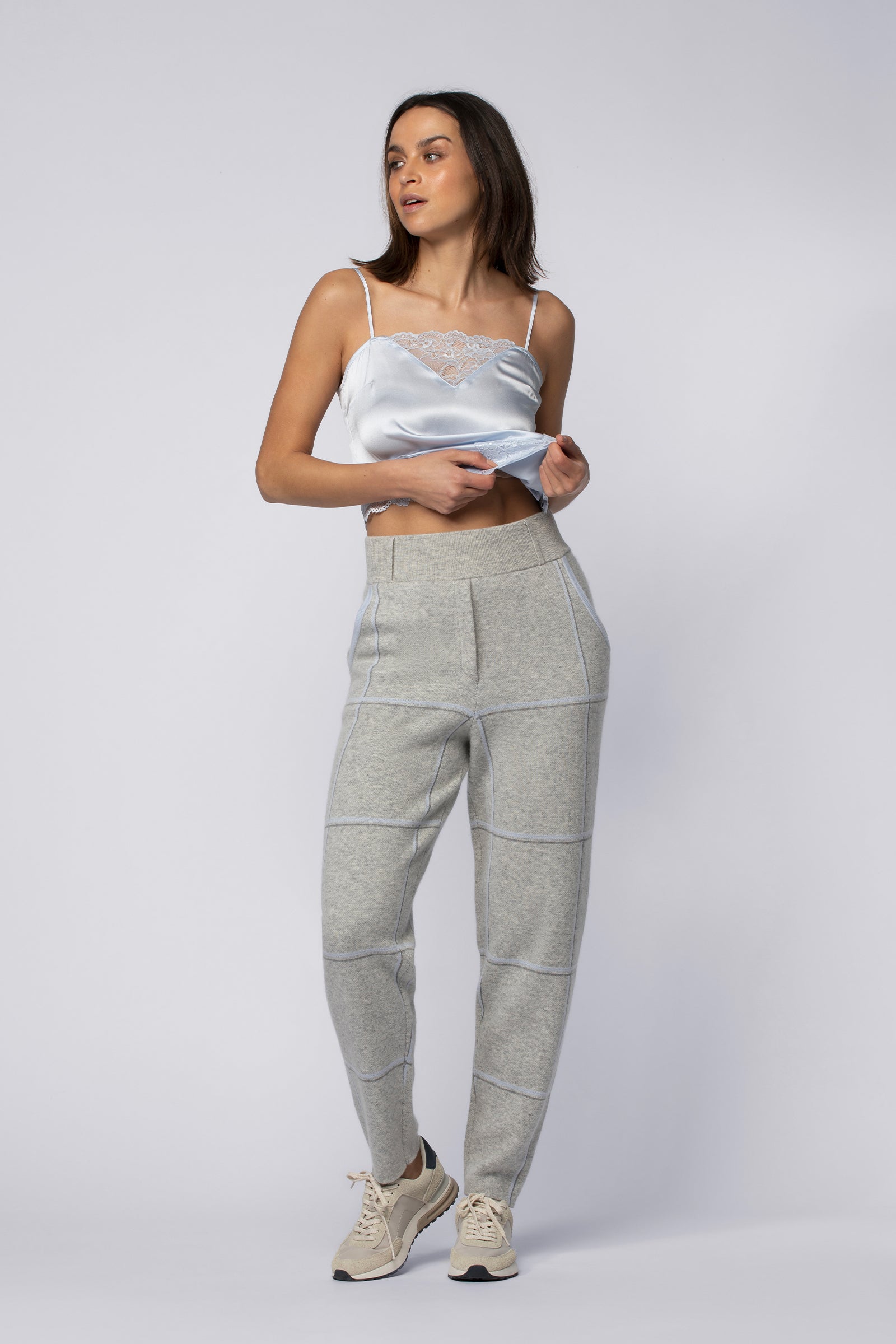 Pantalon BAXI gris en laine cachemire haut de gamme MAX&MOI