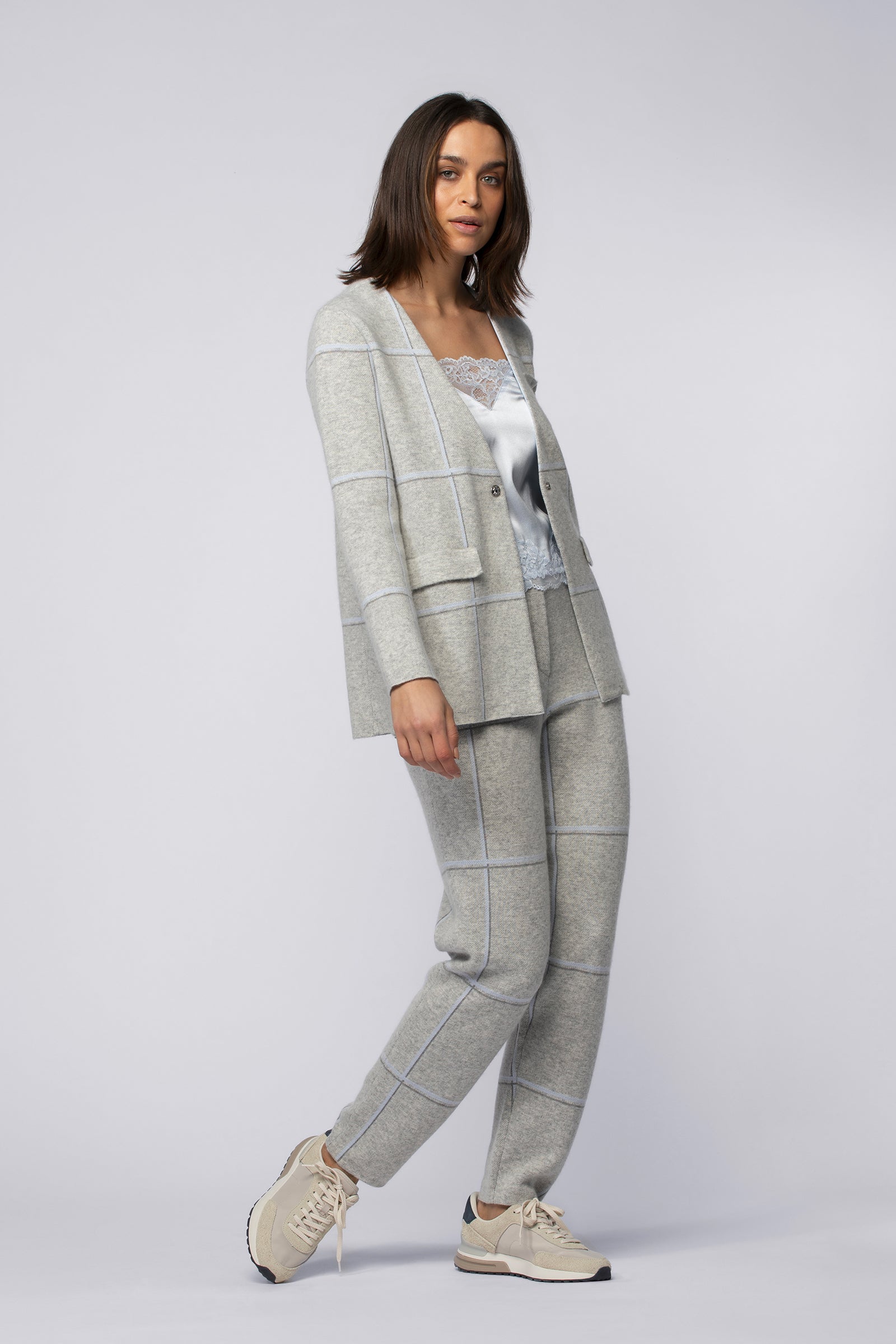 Pantalon BAXI gris en laine cachemire haut de gamme MAX&MOI