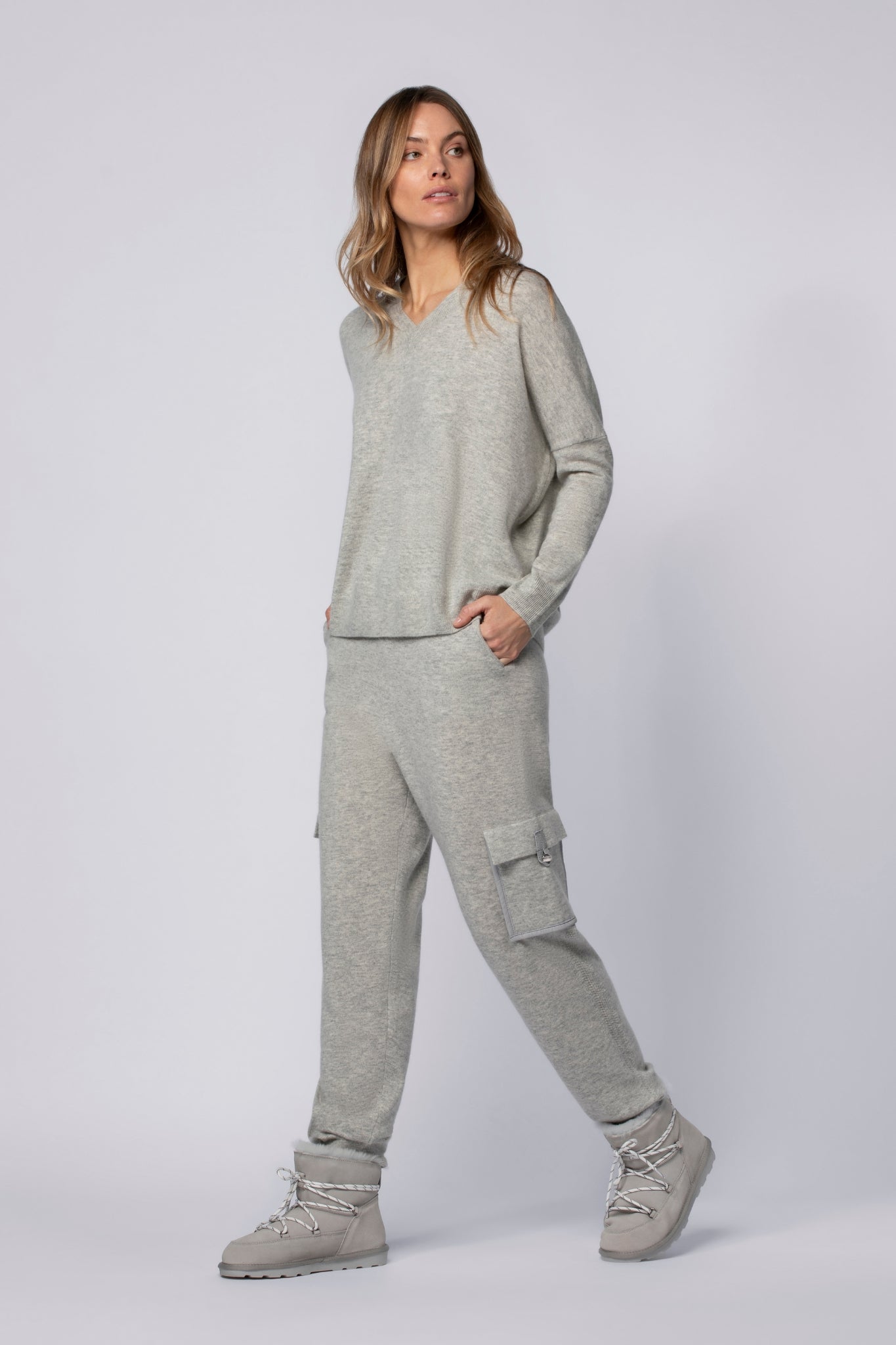 Pantalon BERNA gris en laine cachemire haut de gamme MAX&MOI