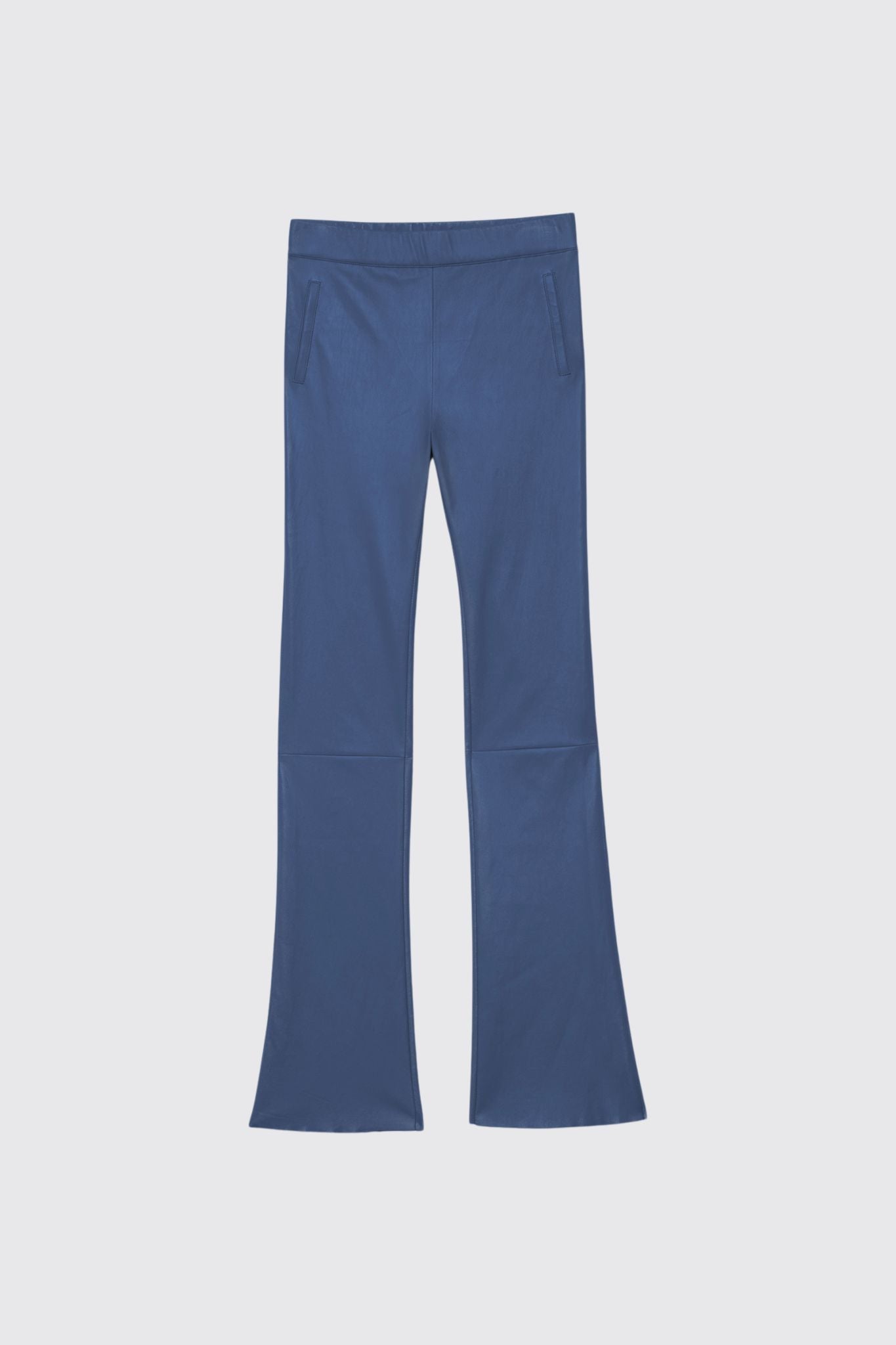 Pantalon BEYINA bleu océan en cuir d'agneau haut de gamme MAX&MOI