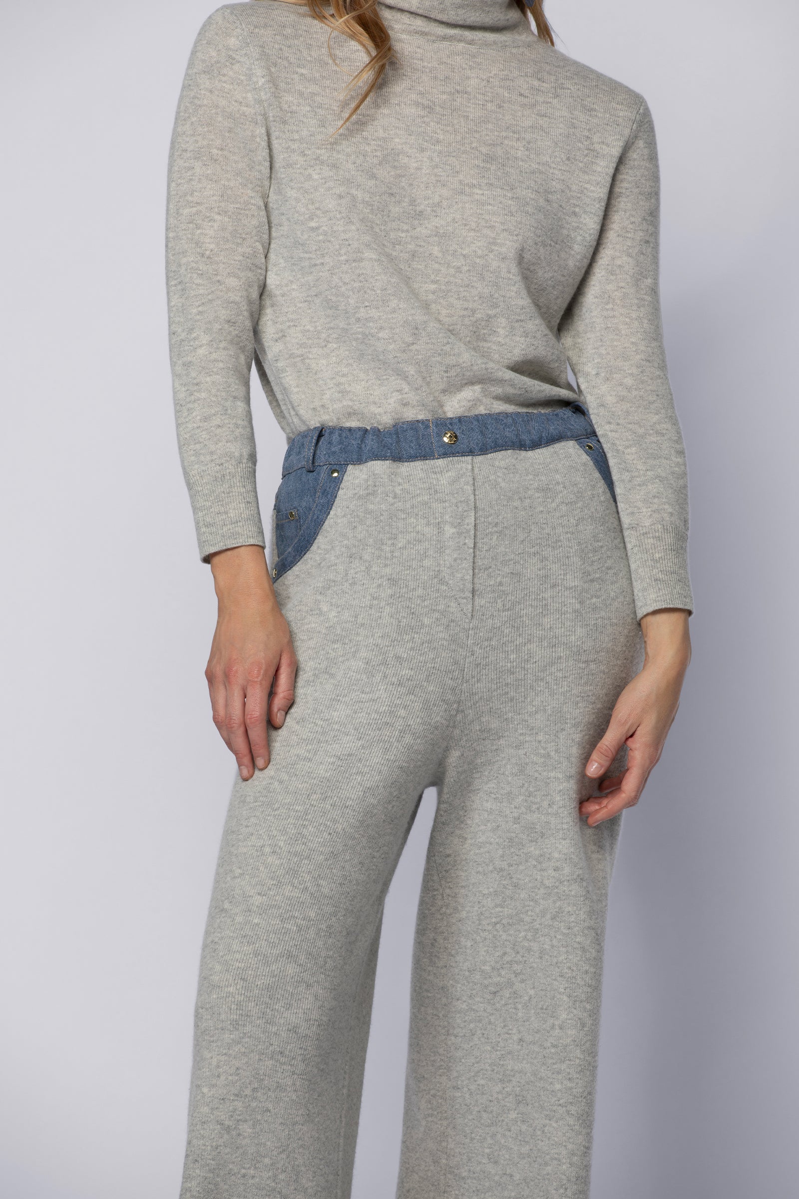 Pantalon BINA gris en laine mérinos cachemire haut de gamme MAX&MOI