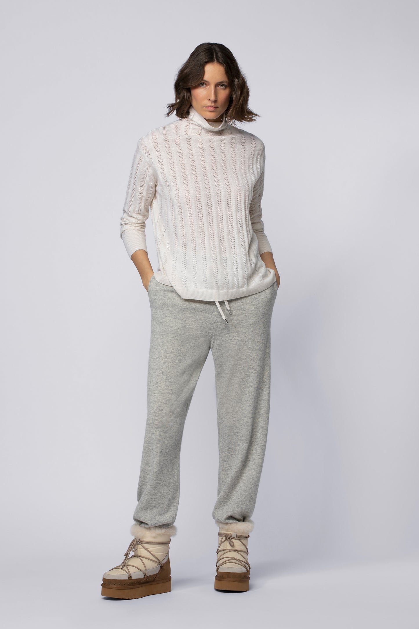 Pantalon BOLO gris en laine cachemire haut de gamme MAX&MOI