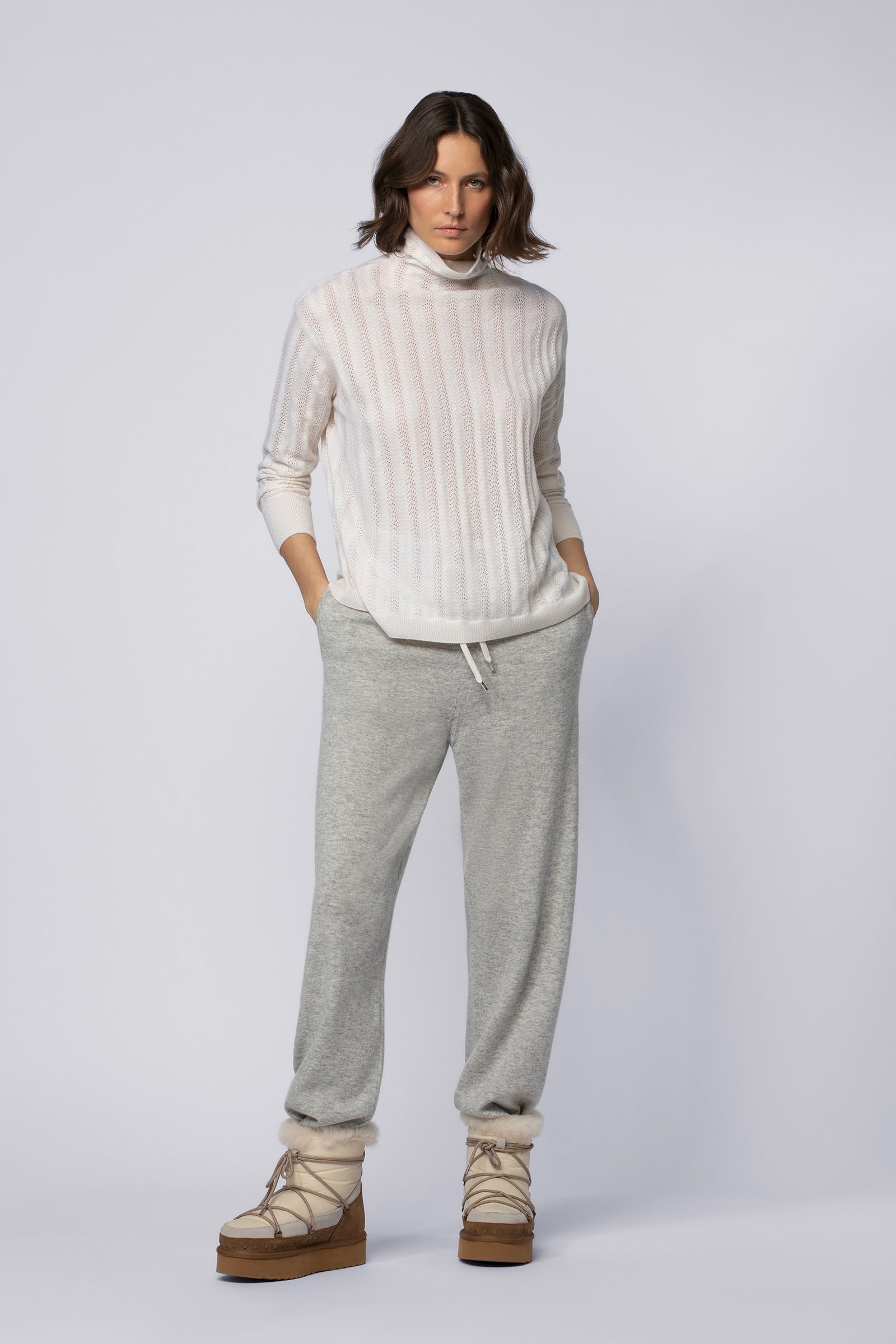 Pantalon BOLO gris en laine cachemire haut de gamme MAX&MOI