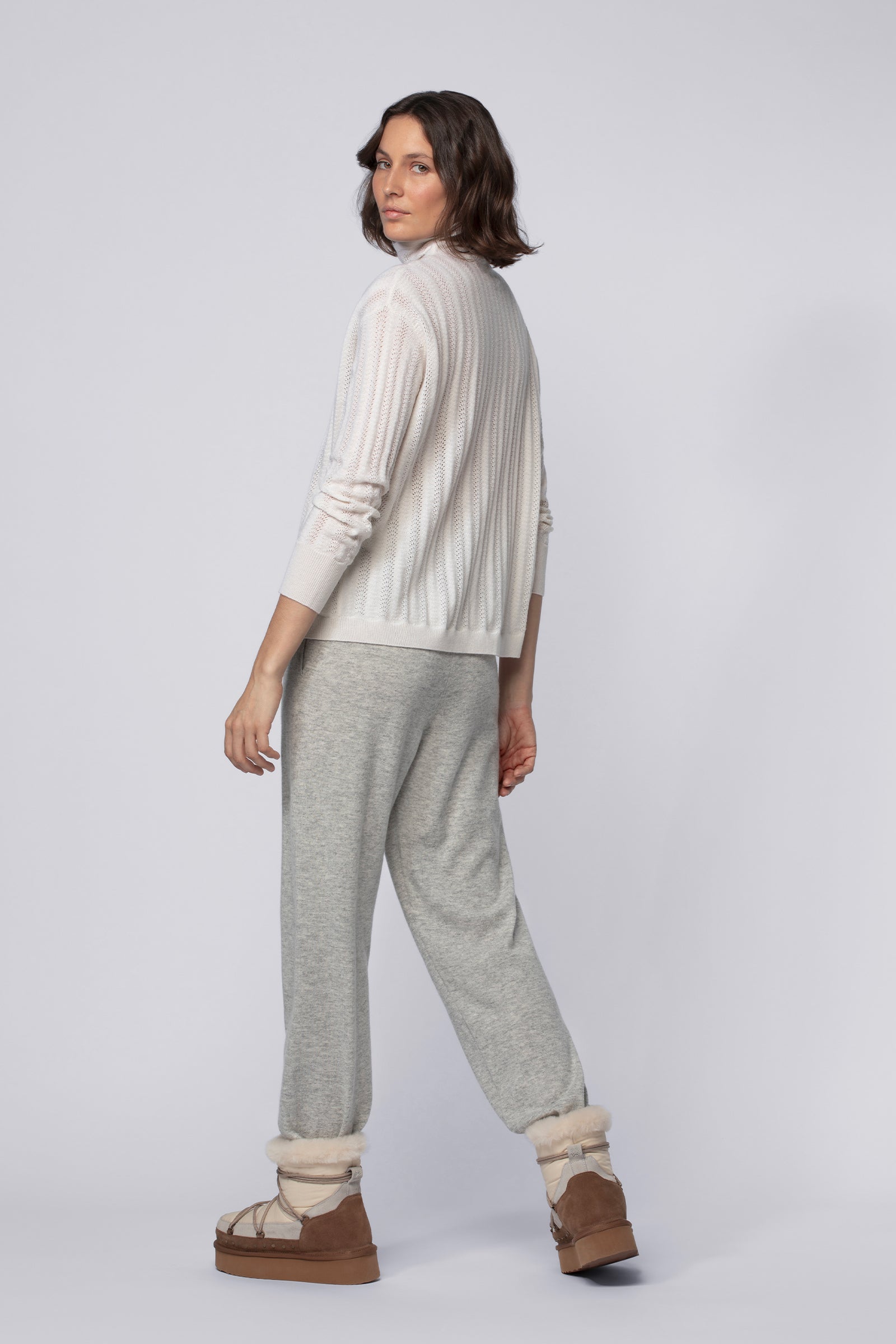 Pantalon BOLO gris en laine cachemire haut de gamme MAX&MOI