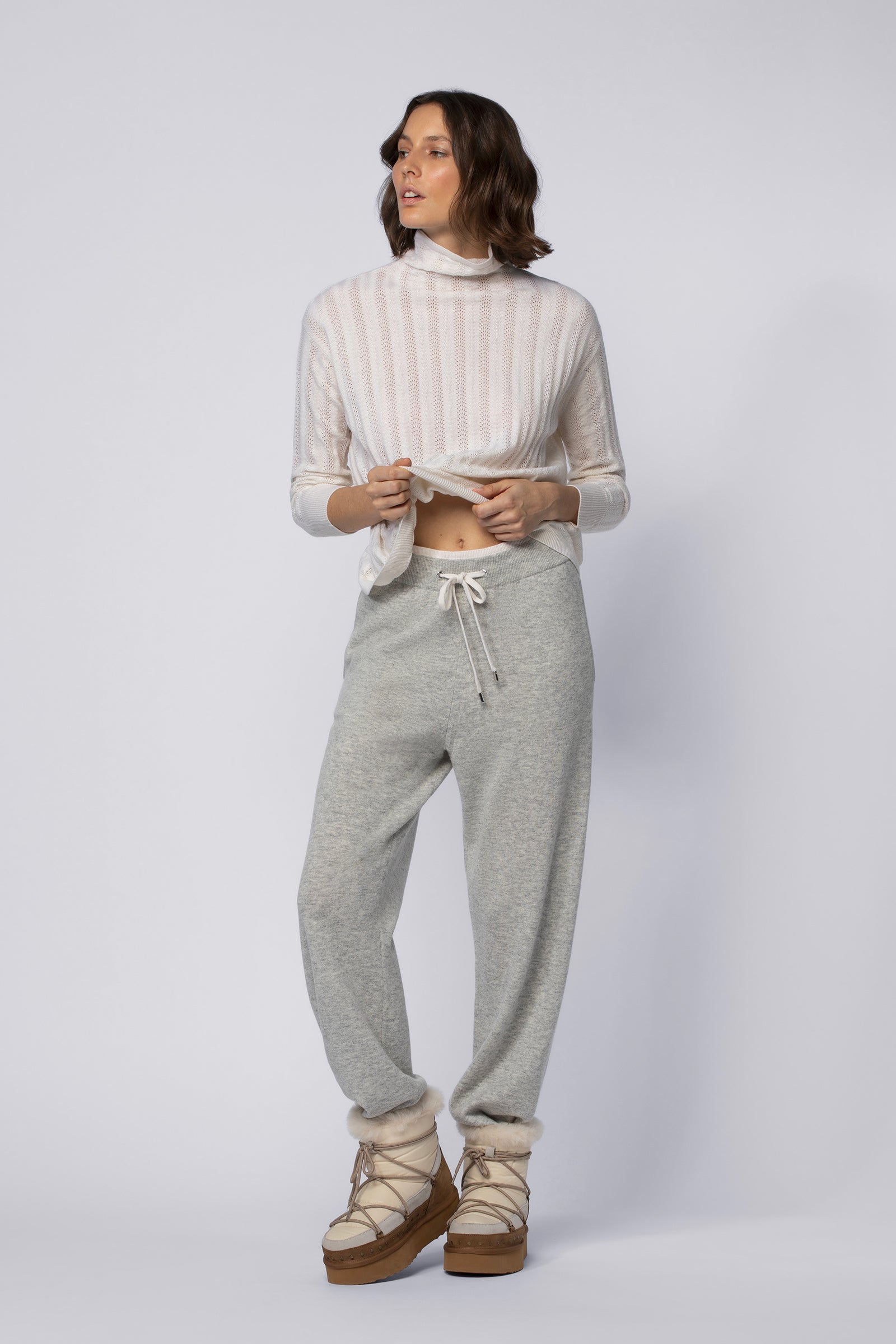 Pantalon BOLO gris en laine cachemire haut de gamme MAX&MOI