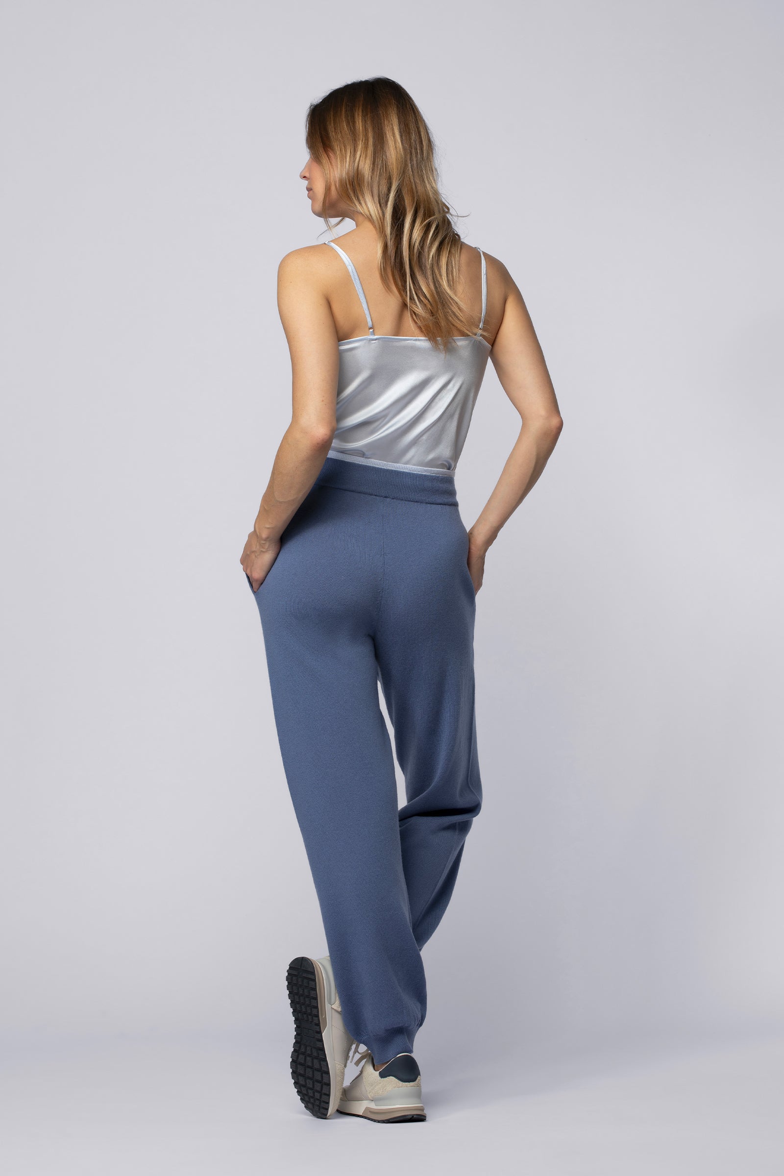 Pantalon BOLO bleu océan en laine cachemire haut de gamme MAX&MOI