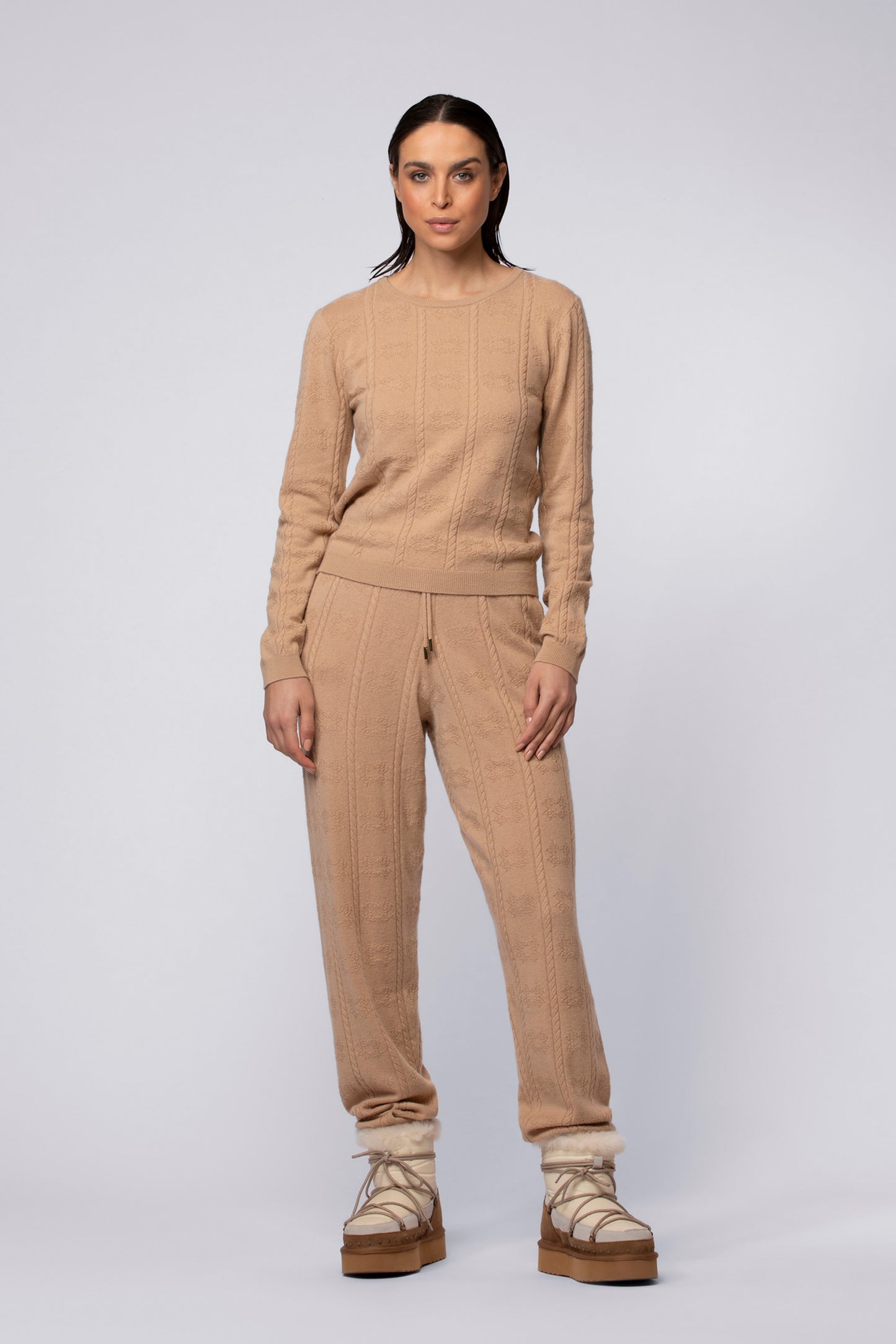 Pantalon BYNA camel en cachemire haut de gamme MAX&MOI