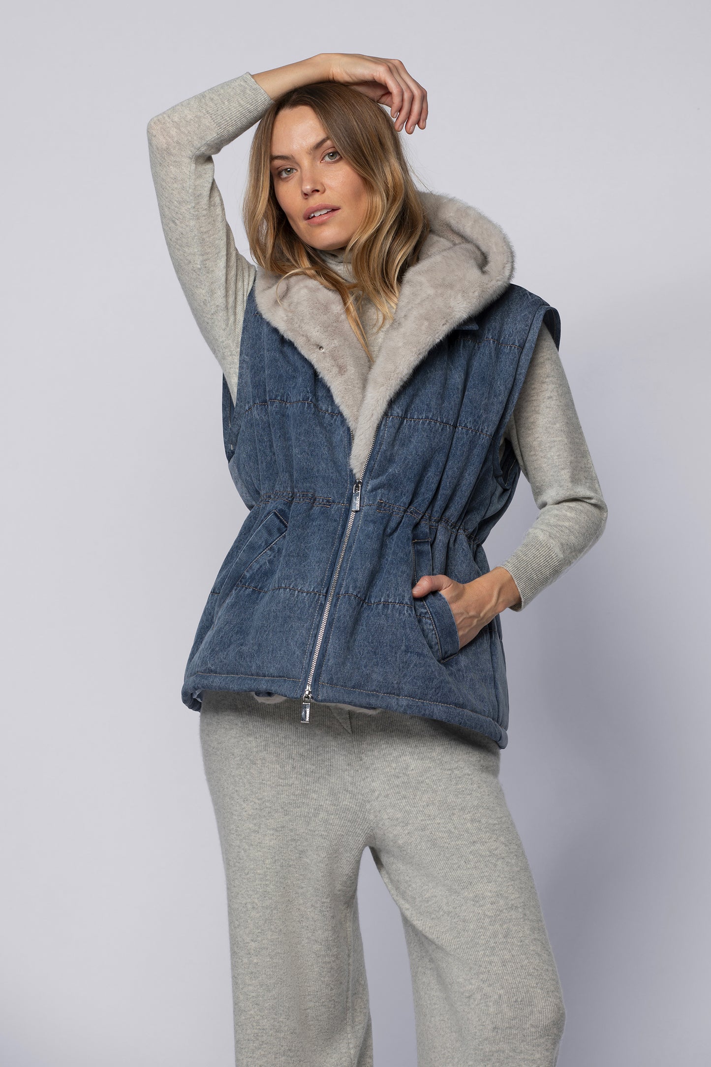 Doudoune DEVI denim en coton haut de gamme MAX&MOI