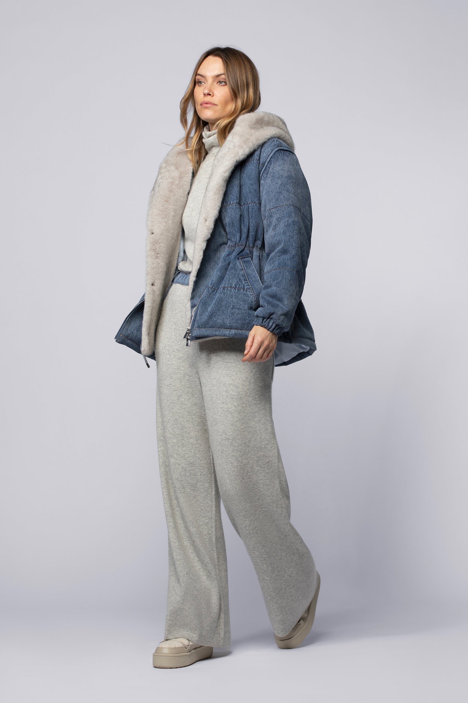 Doudoune DEVI denim en coton haut de gamme MAX&MOI