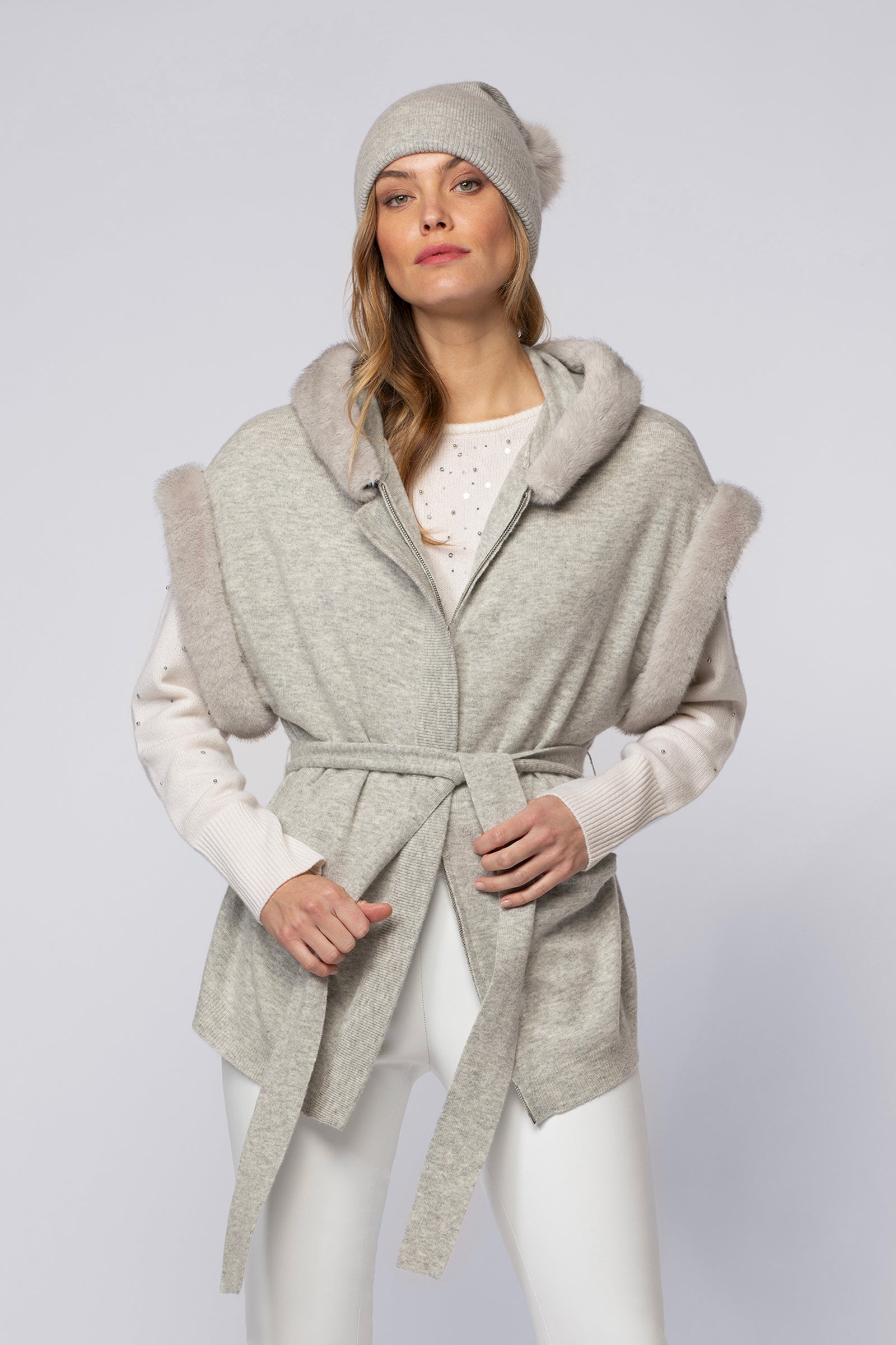 Gilet GABA gris en laine cachemire haut de gamme MAX&MOI