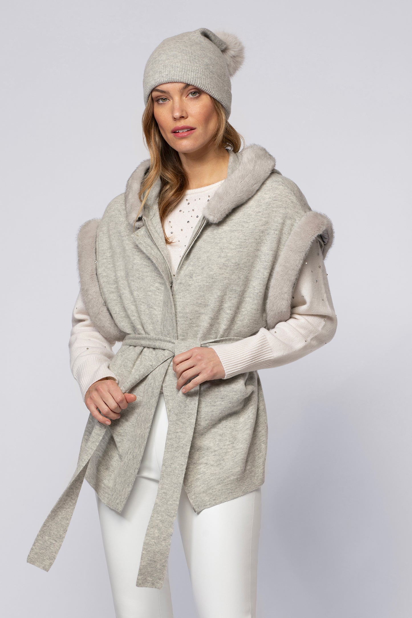 Gilet GABA gris en laine cachemire haut de gamme MAX&MOI