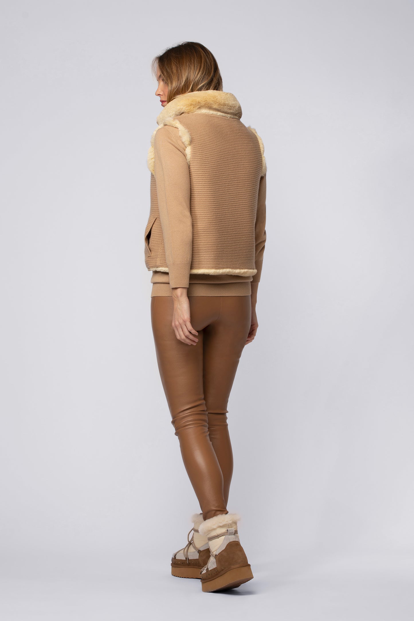 Veste GAMBY jaune blé en fausse fourrure haut de gamme MAX&MOI