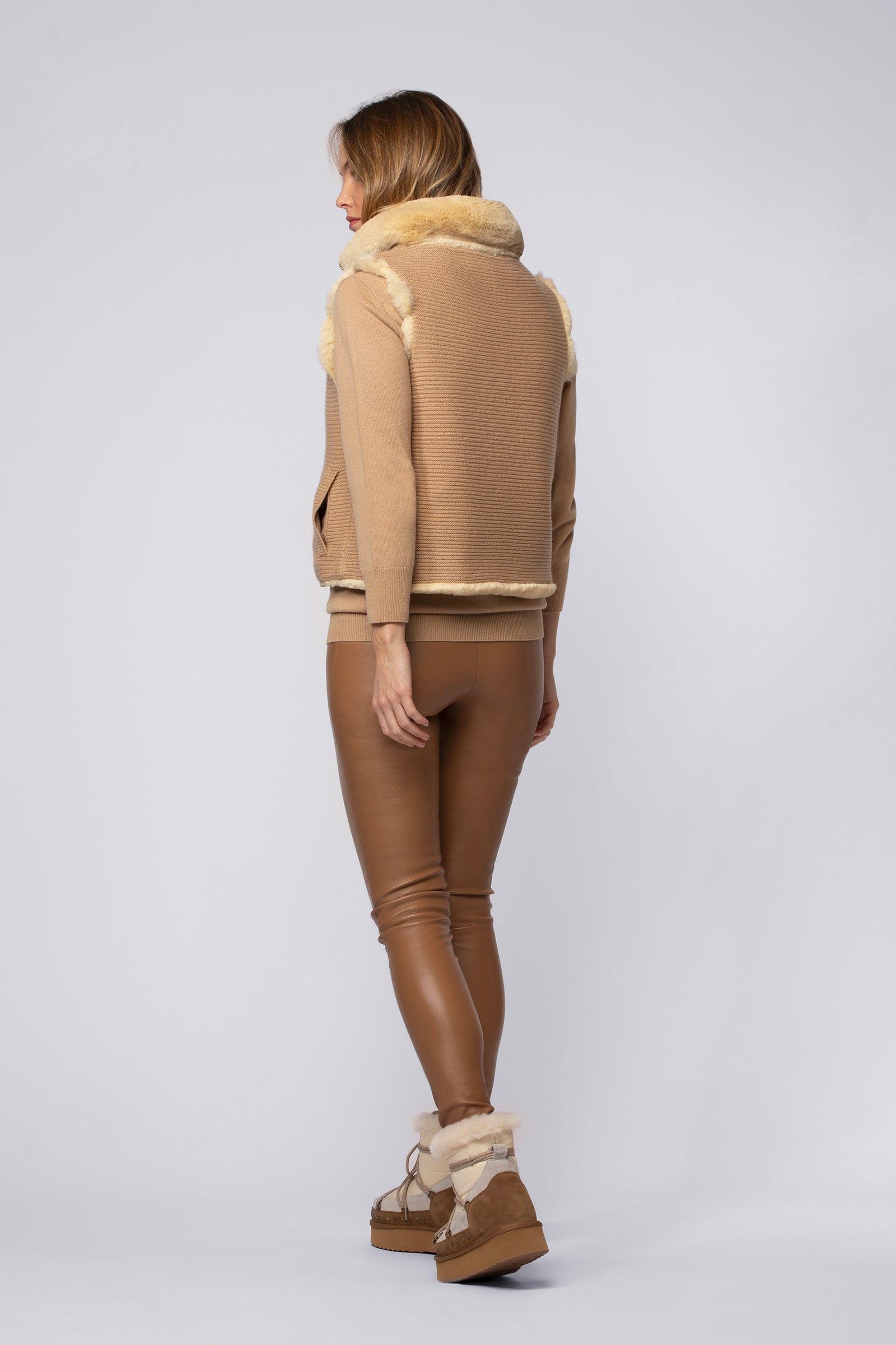 Veste GAMBY jaune blé en fausse fourrure haut de gamme MAX&MOI