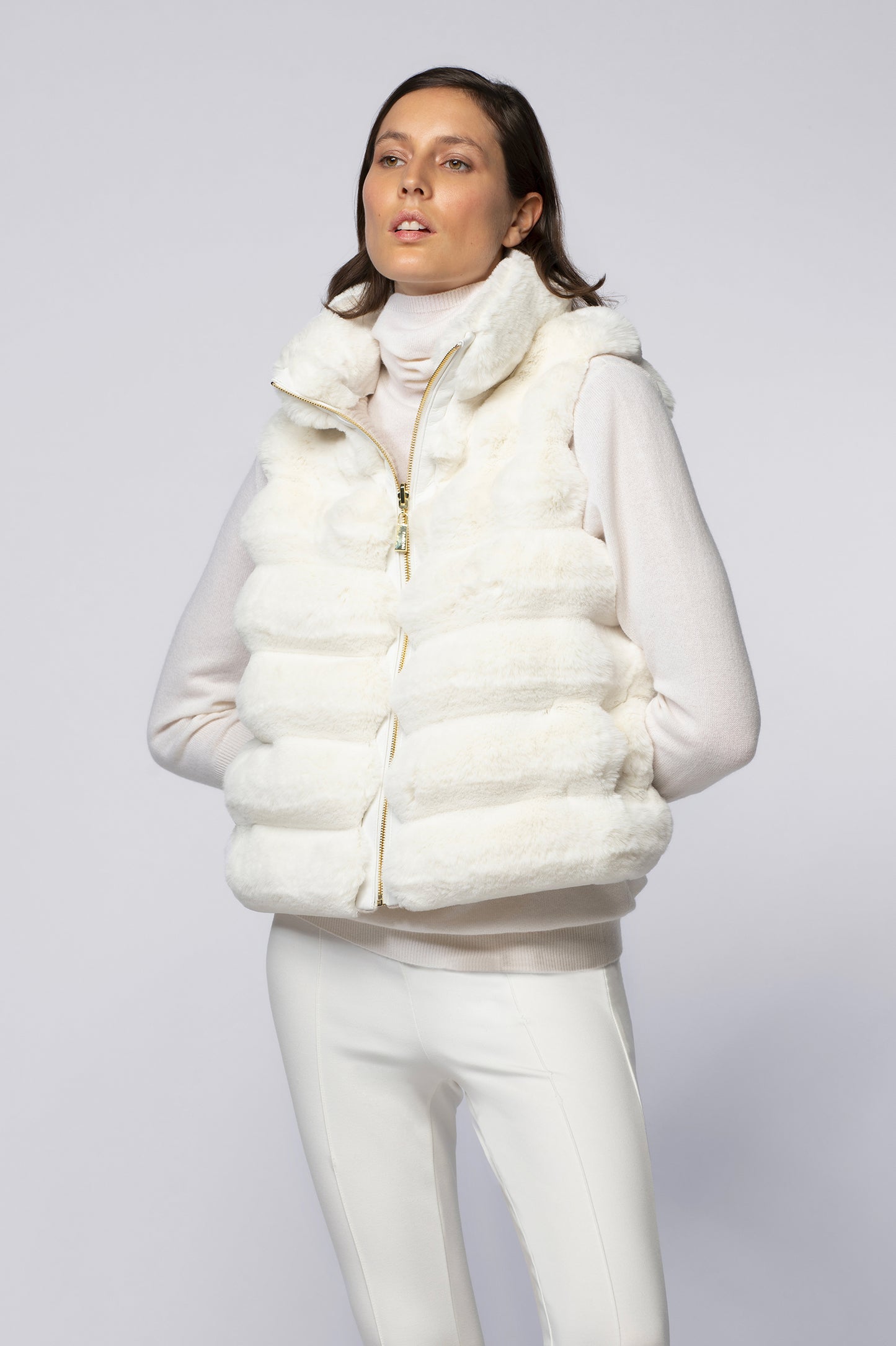 Veste GAMBY blanc en fausse fourrure haut de gamme MAX&MOI