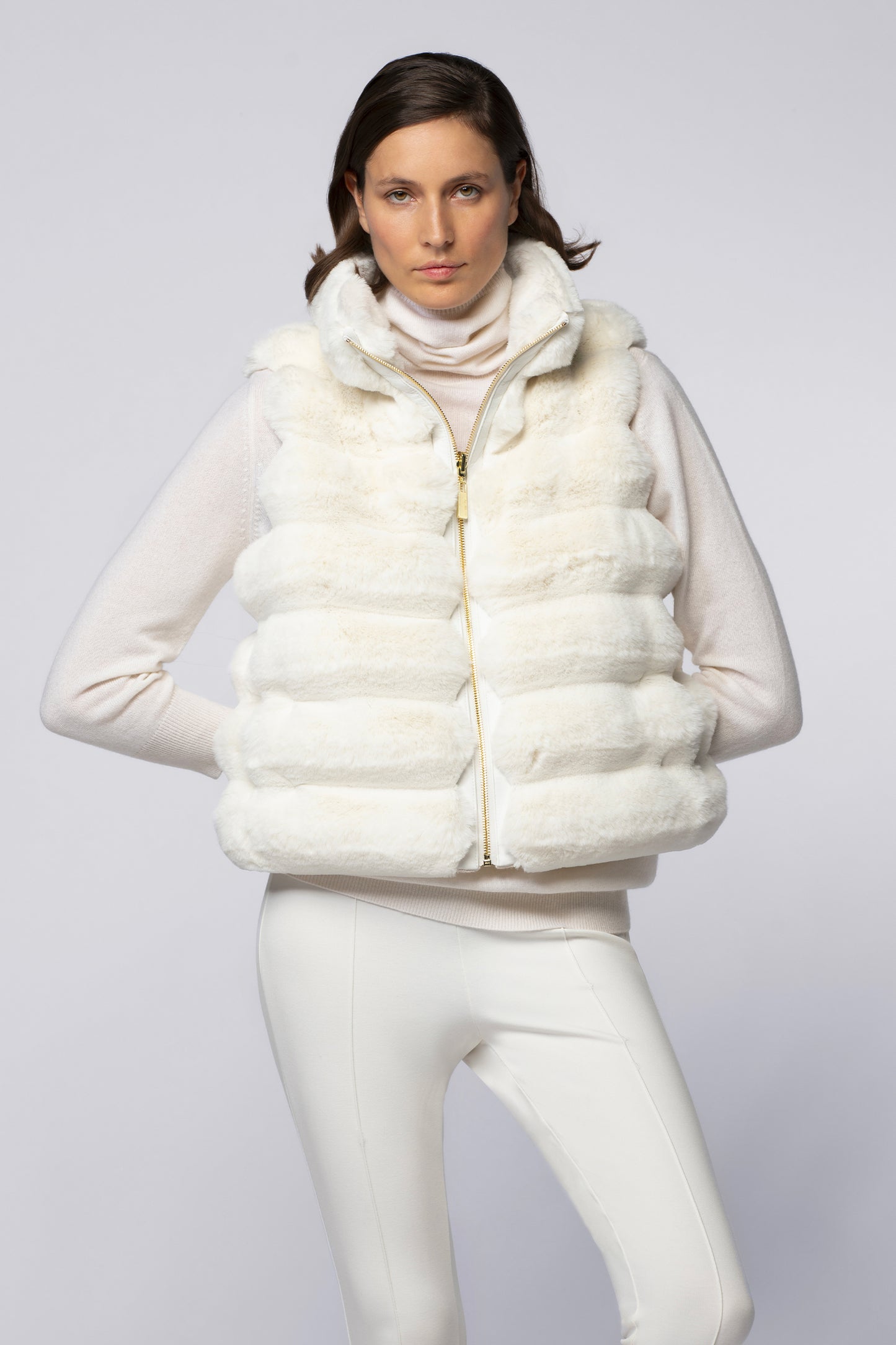 Veste GAMBY blanc en fausse fourrure haut de gamme MAX&MOI