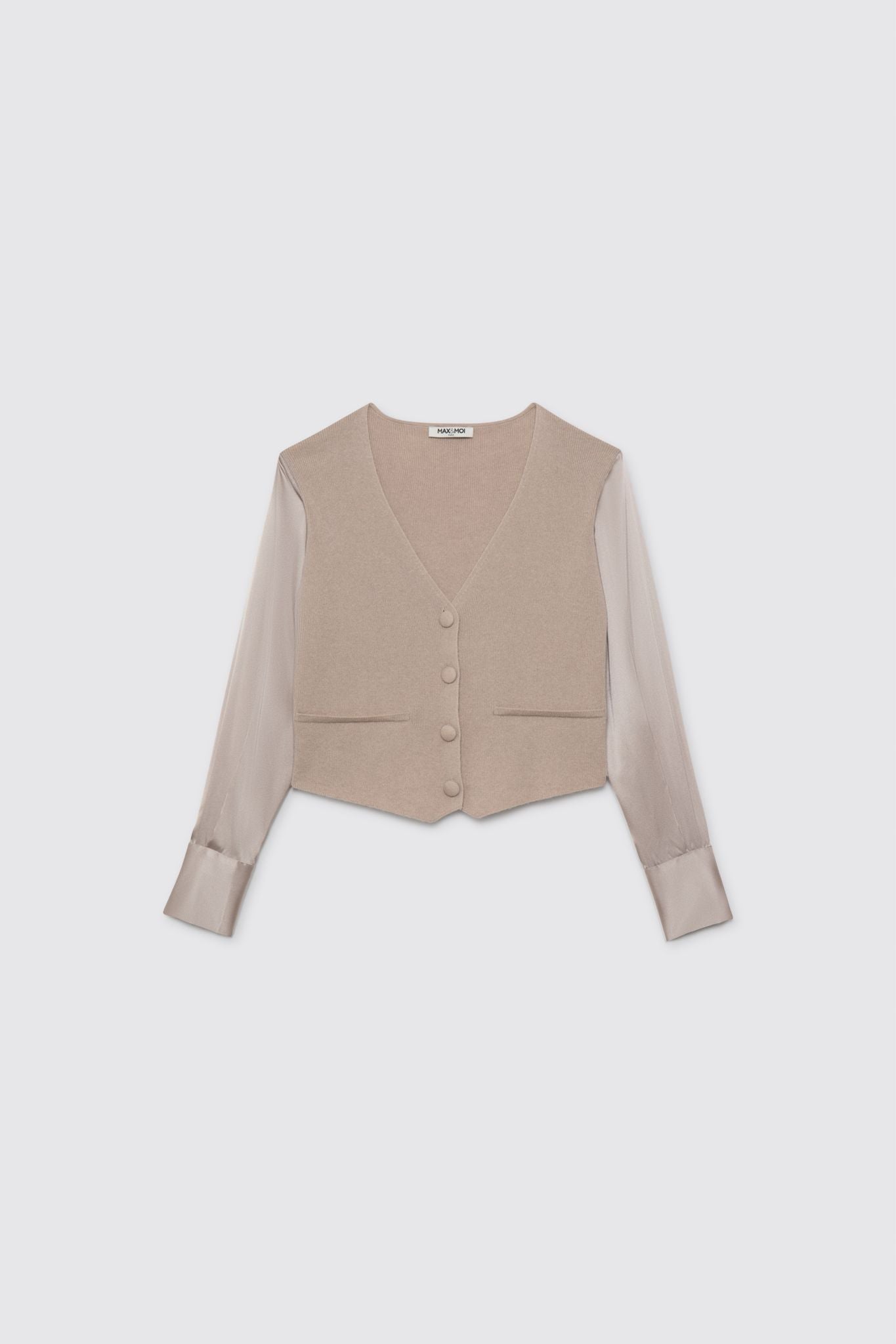 Gilet GAPI taupe en laine cachemire haut de gamme MAX&MOI