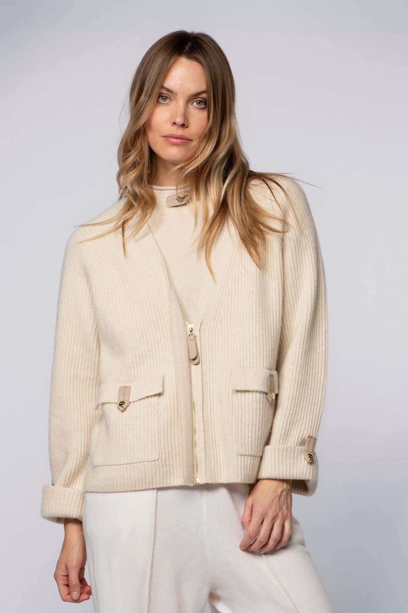 Gilet GISCA beige en laine cachemire haut de gamme MAX&MOI