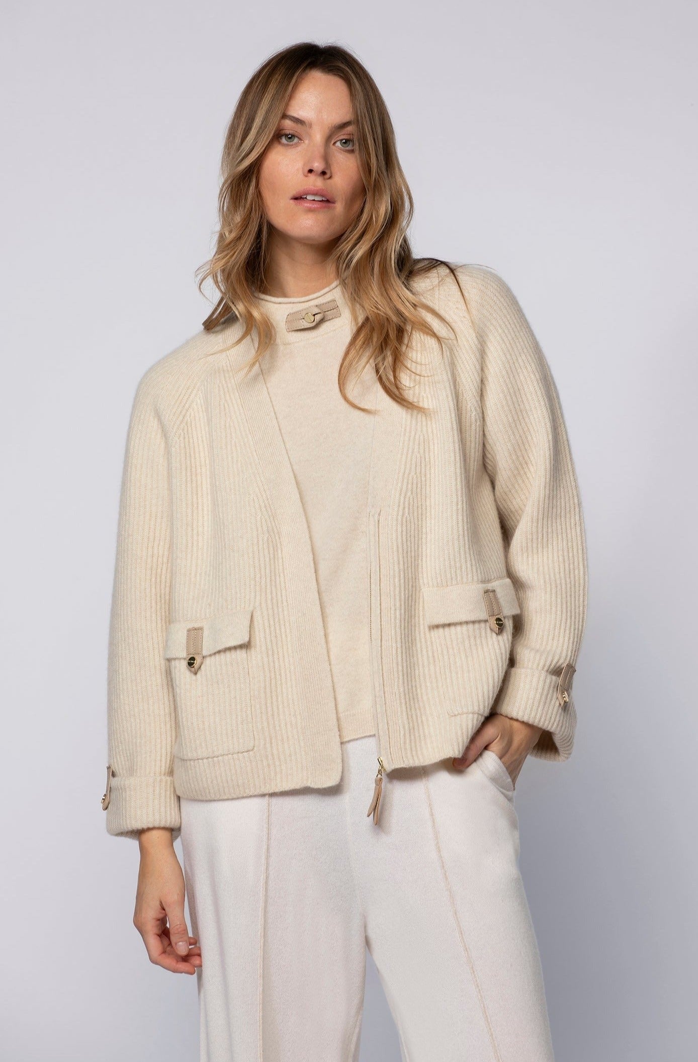 Gilet GISCA beige en laine cachemire haut de gamme MAX&MOI