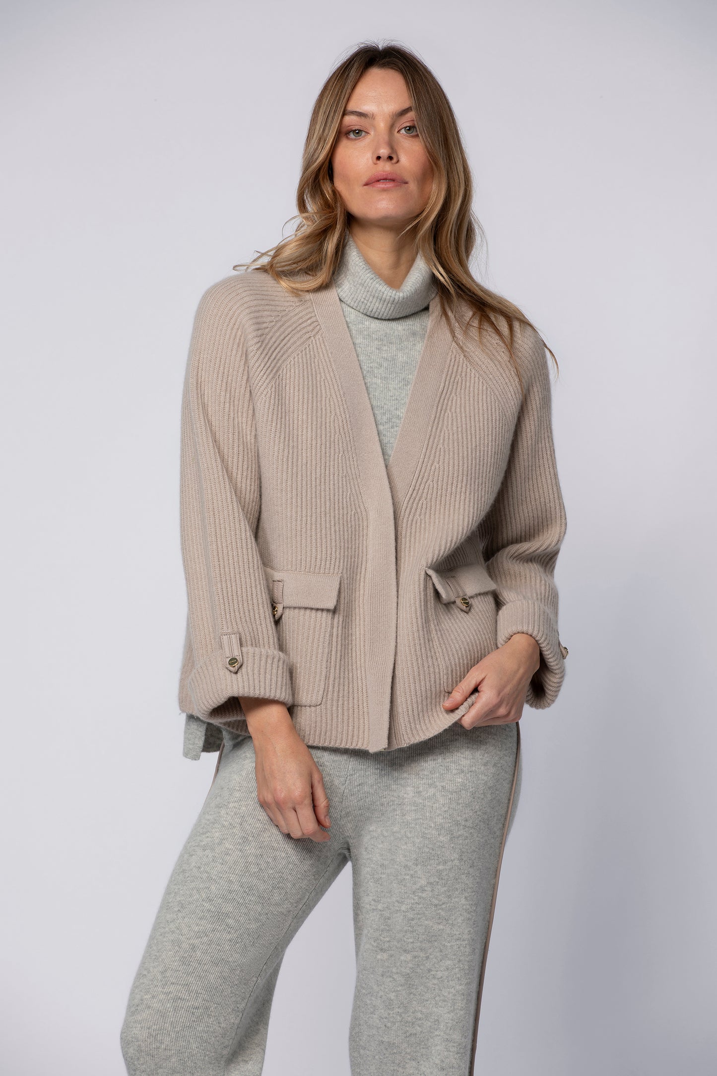 Gilet GISCA taupe en laine cachemire haut de gamme MAX&MOI