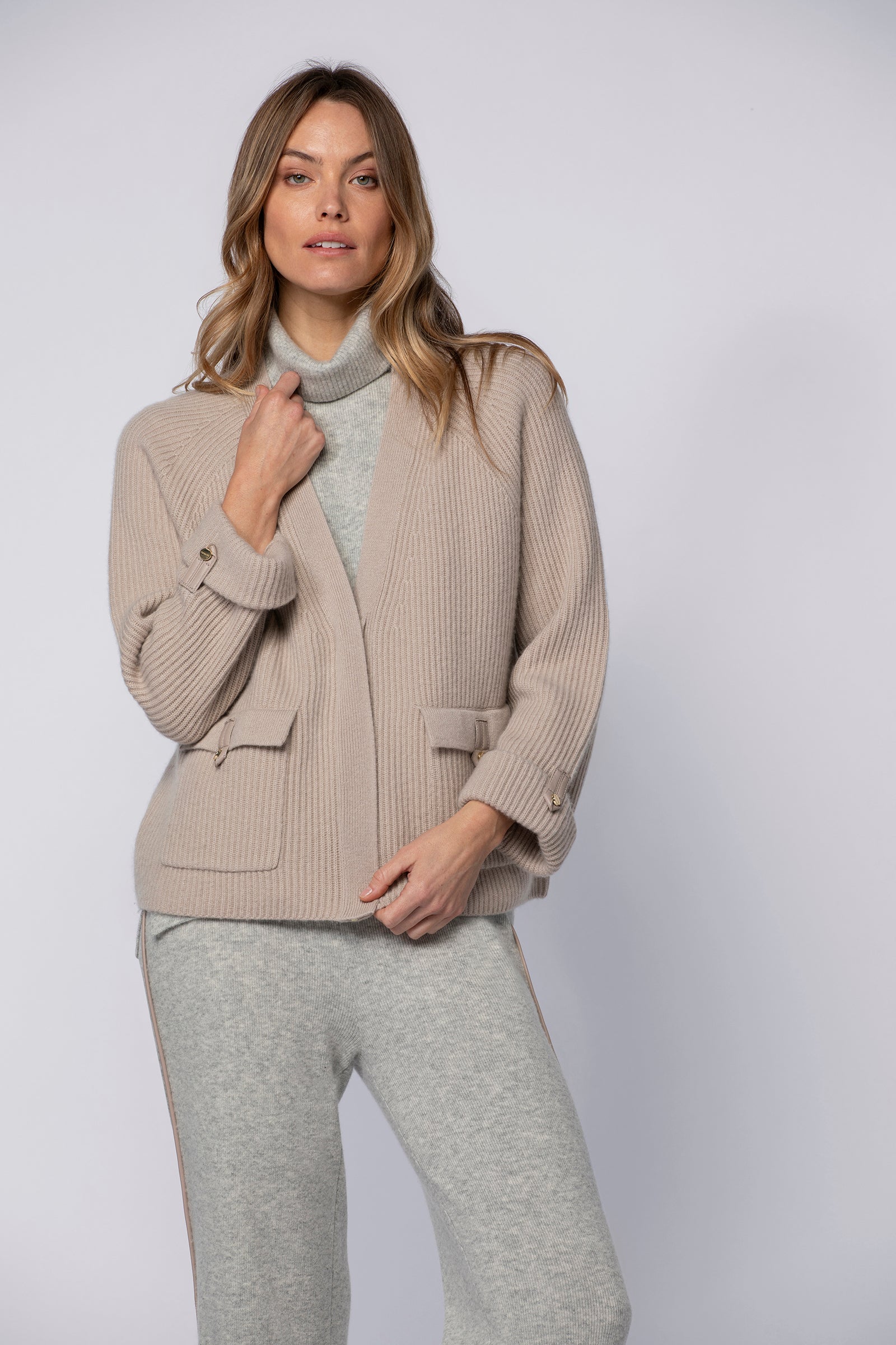 Gilet GISCA taupe en laine cachemire haut de gamme MAX&MOI