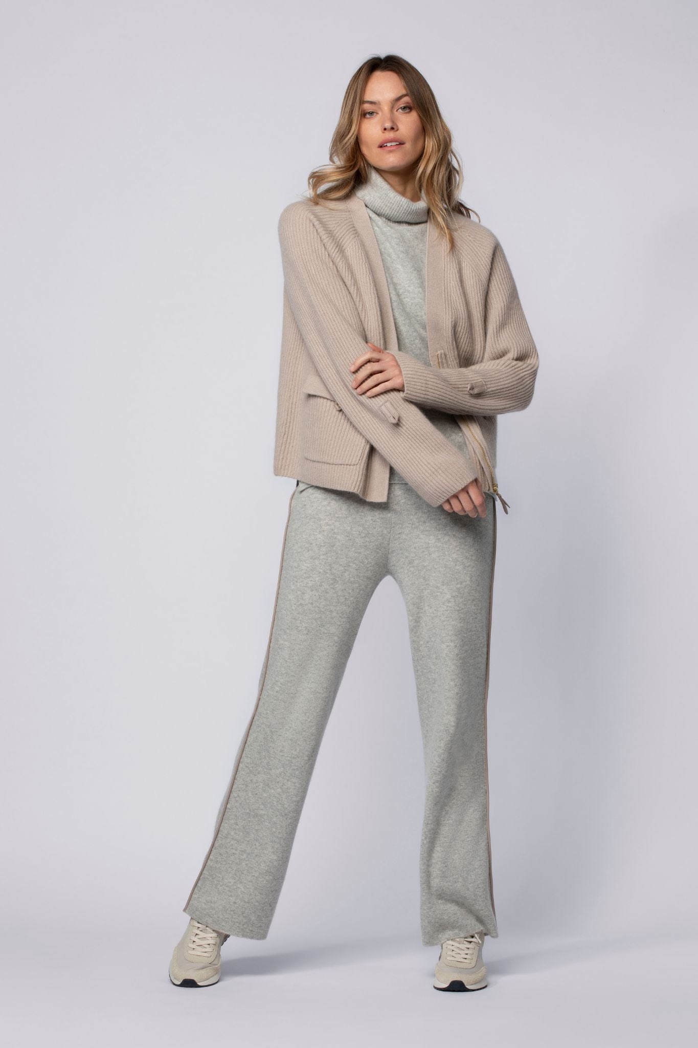 Gilet GISCA taupe en laine cachemire haut de gamme MAX&MOI