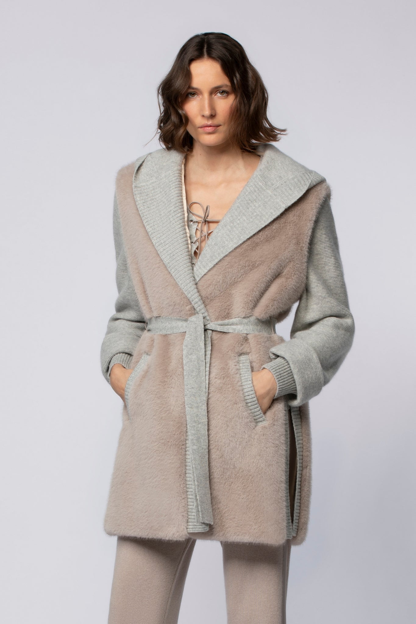 Gilet GOLIA gris en laine cachemire haut de gamme MAX&MOI