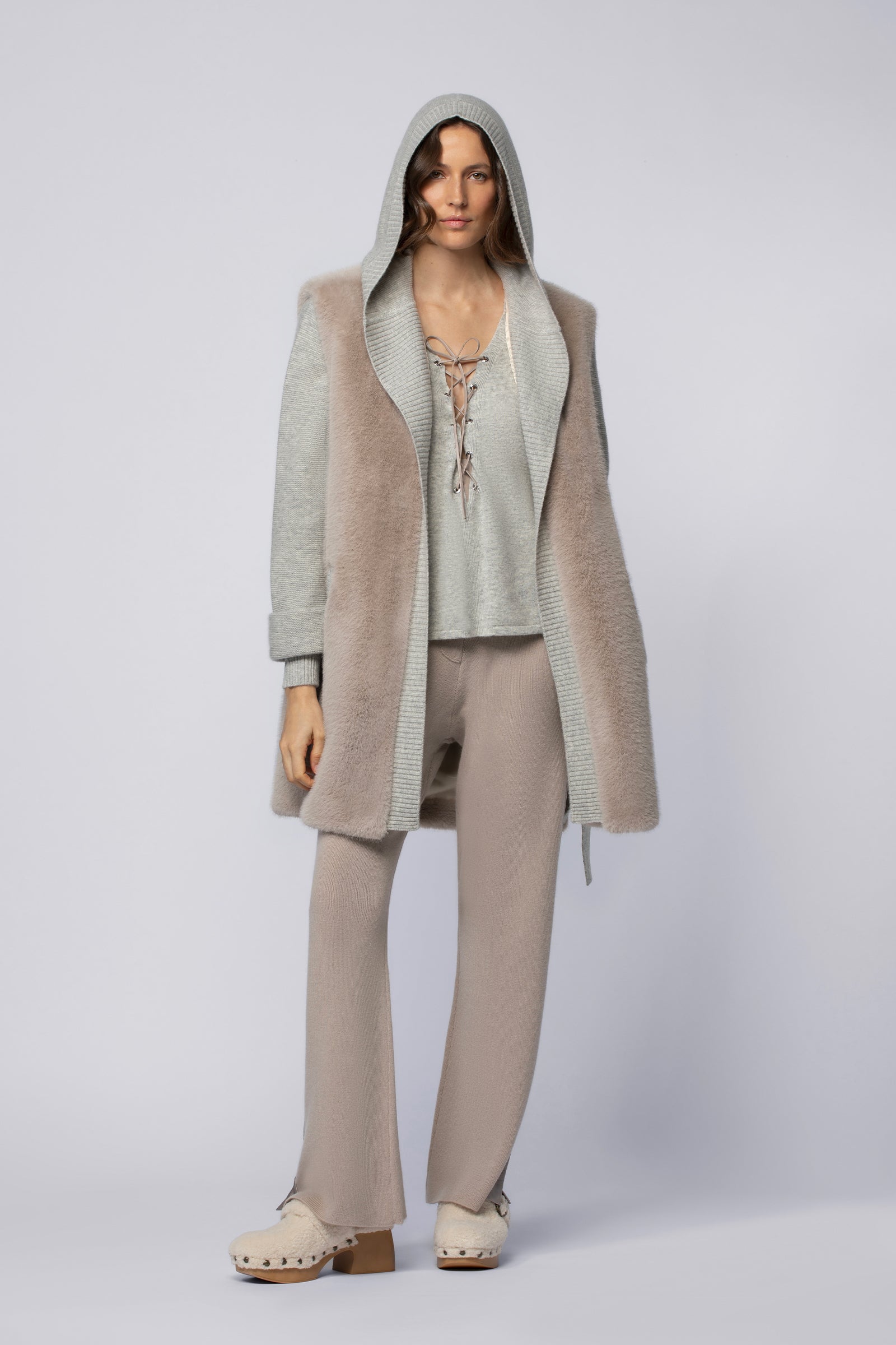 Gilet GOLIA gris en laine cachemire haut de gamme MAX&MOI