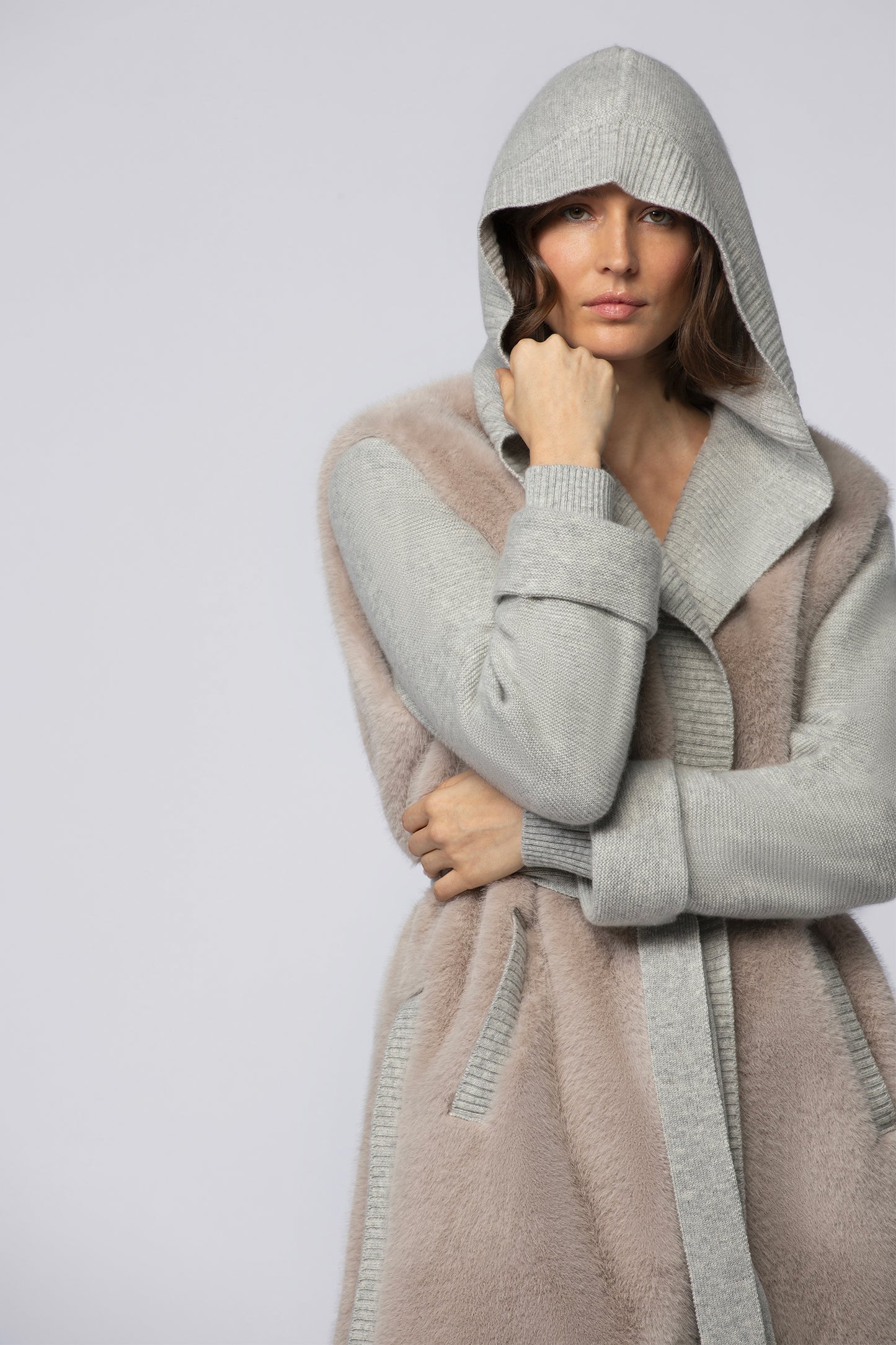 Gilet GOLIA gris en laine cachemire haut de gamme MAX&MOI