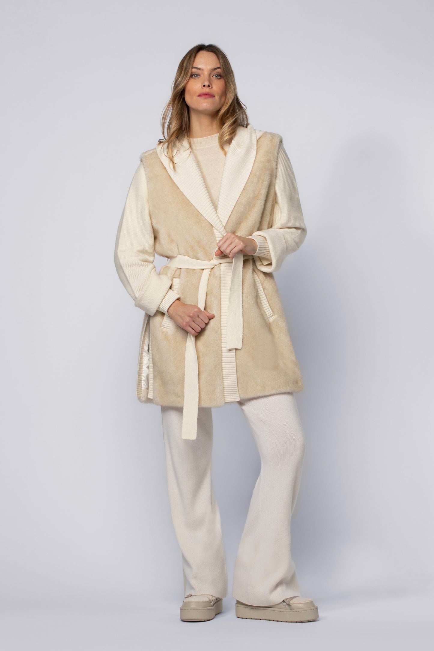 Gilet GOLIA blanc en laine cachemire haut de gamme MAX&MOI