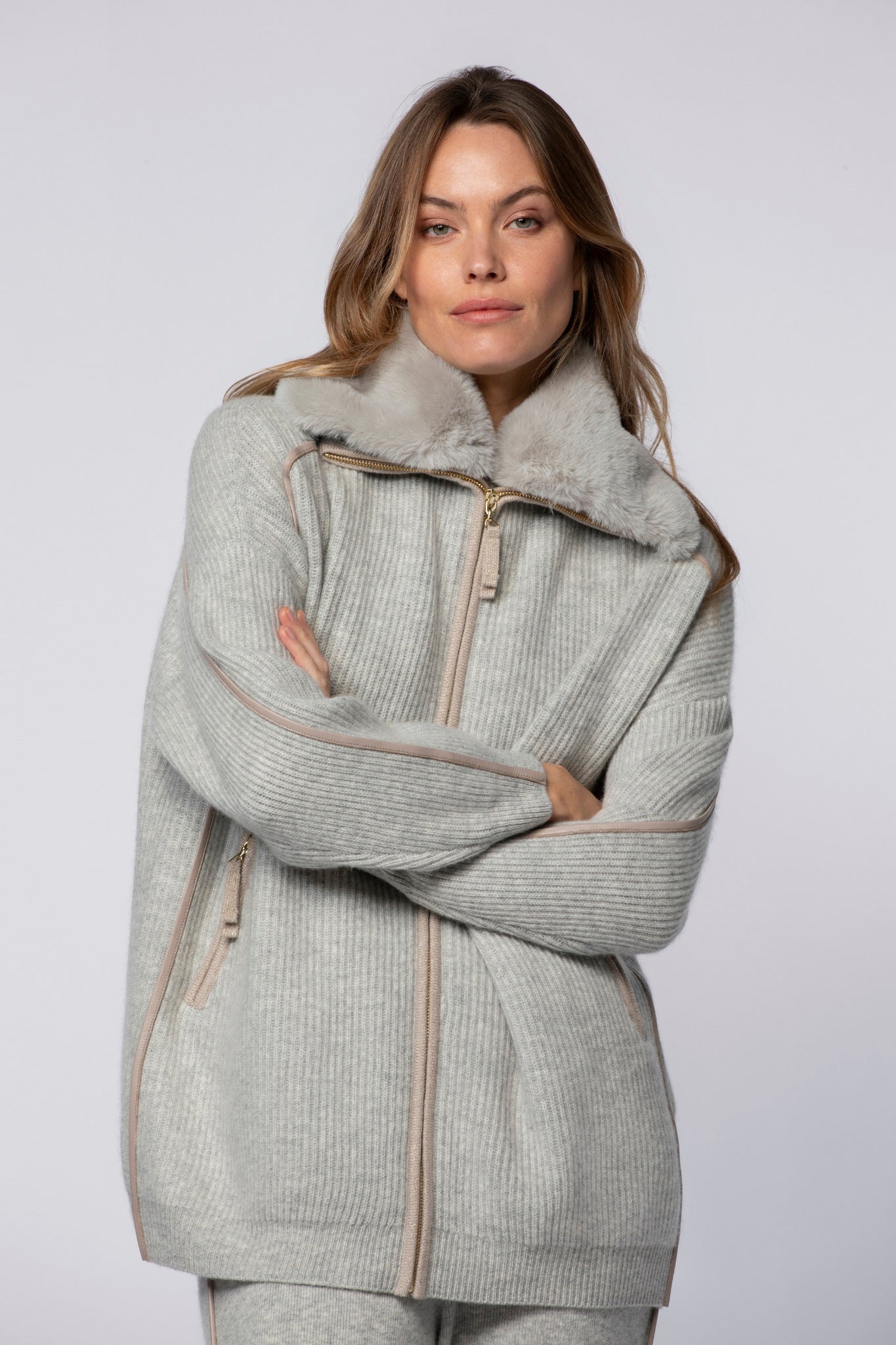 Gilet GRANA gris en laine mérinos cachemire haut de gamme MAX&MOI