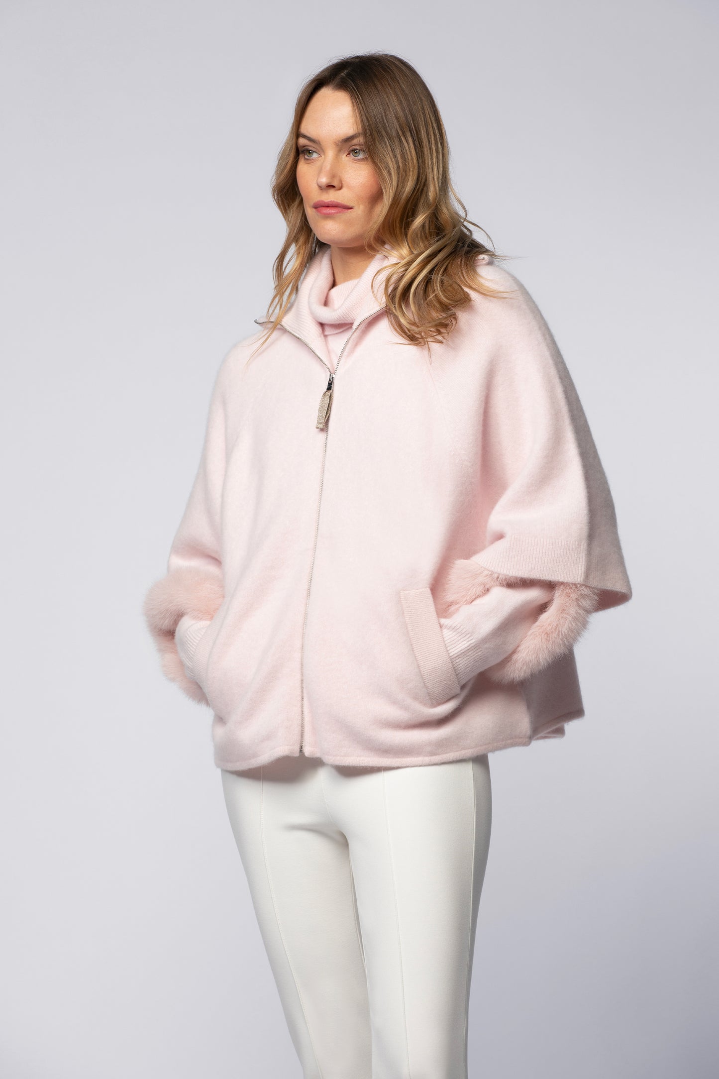 Gilet GRIGNY rose chamallow en cachemire haut de gamme MAX&MOI