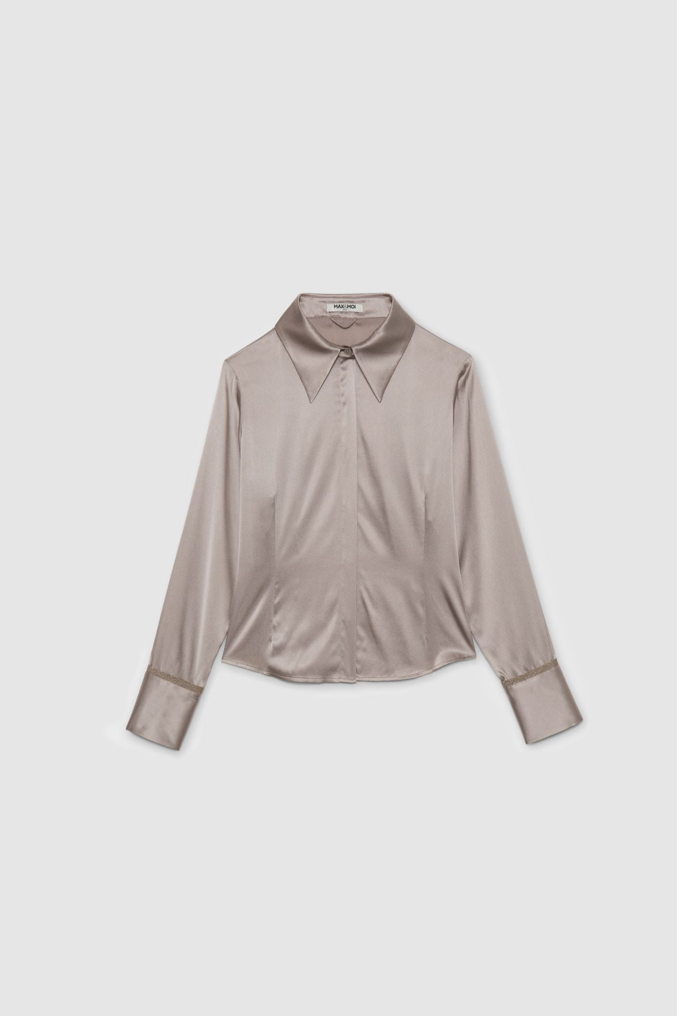 Chemise LAVINA taupe en soie  haut de gamme MAX&MOI