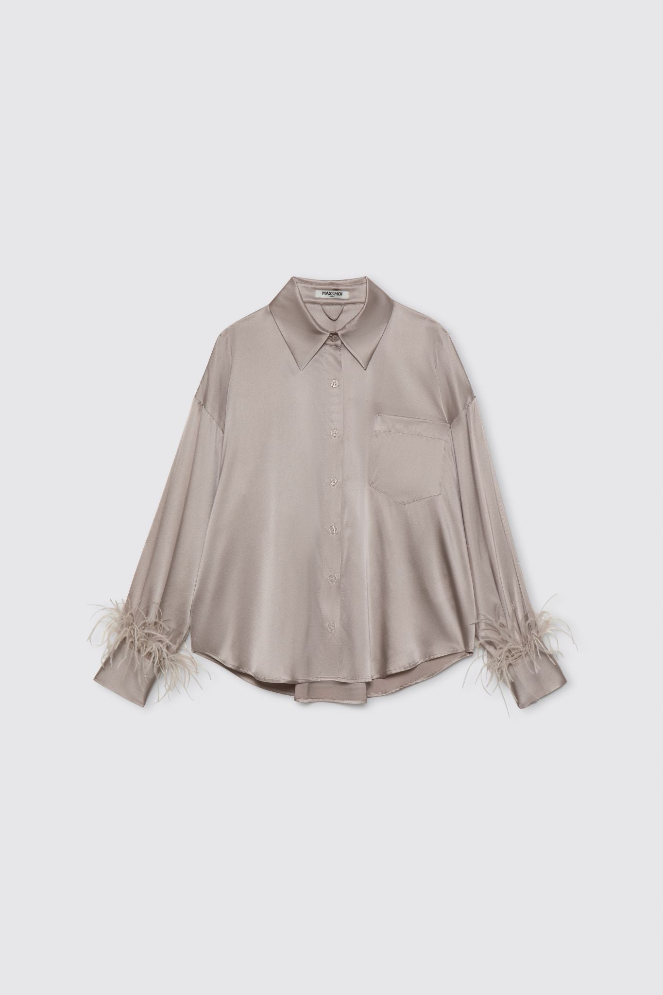 Chemise LILIA taupe en soie  haut de gamme MAX&MOI