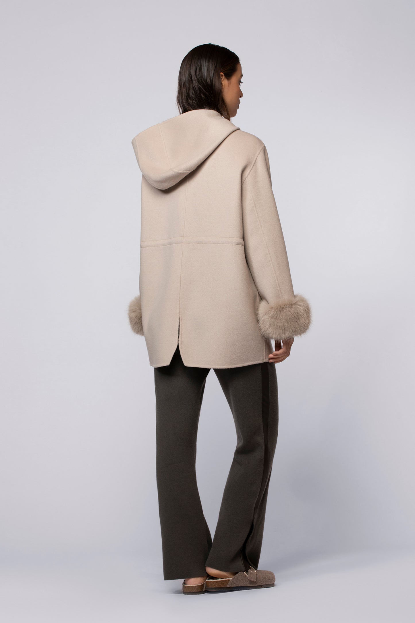 Manteau MARVY taupe en laine haut de gamme MAX&MOI