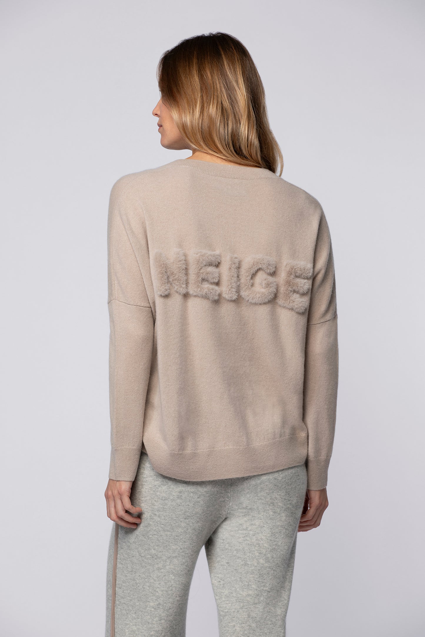 Pull PACY taupe en laine cachemire haut de gamme MAX&MOI