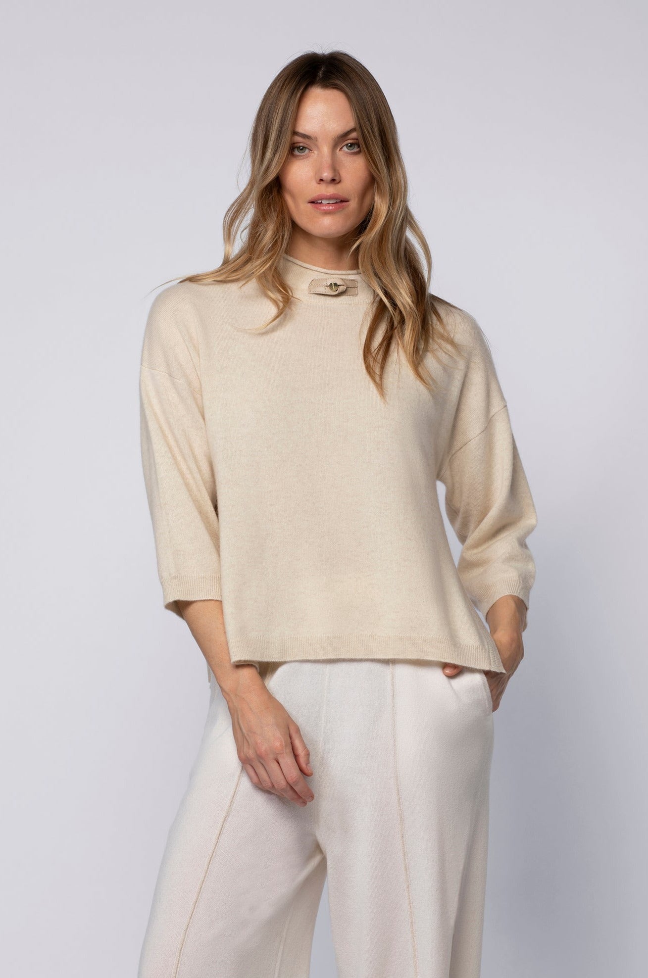 Pull PALINA beige en laine cachemire haut de gamme MAX&MOI