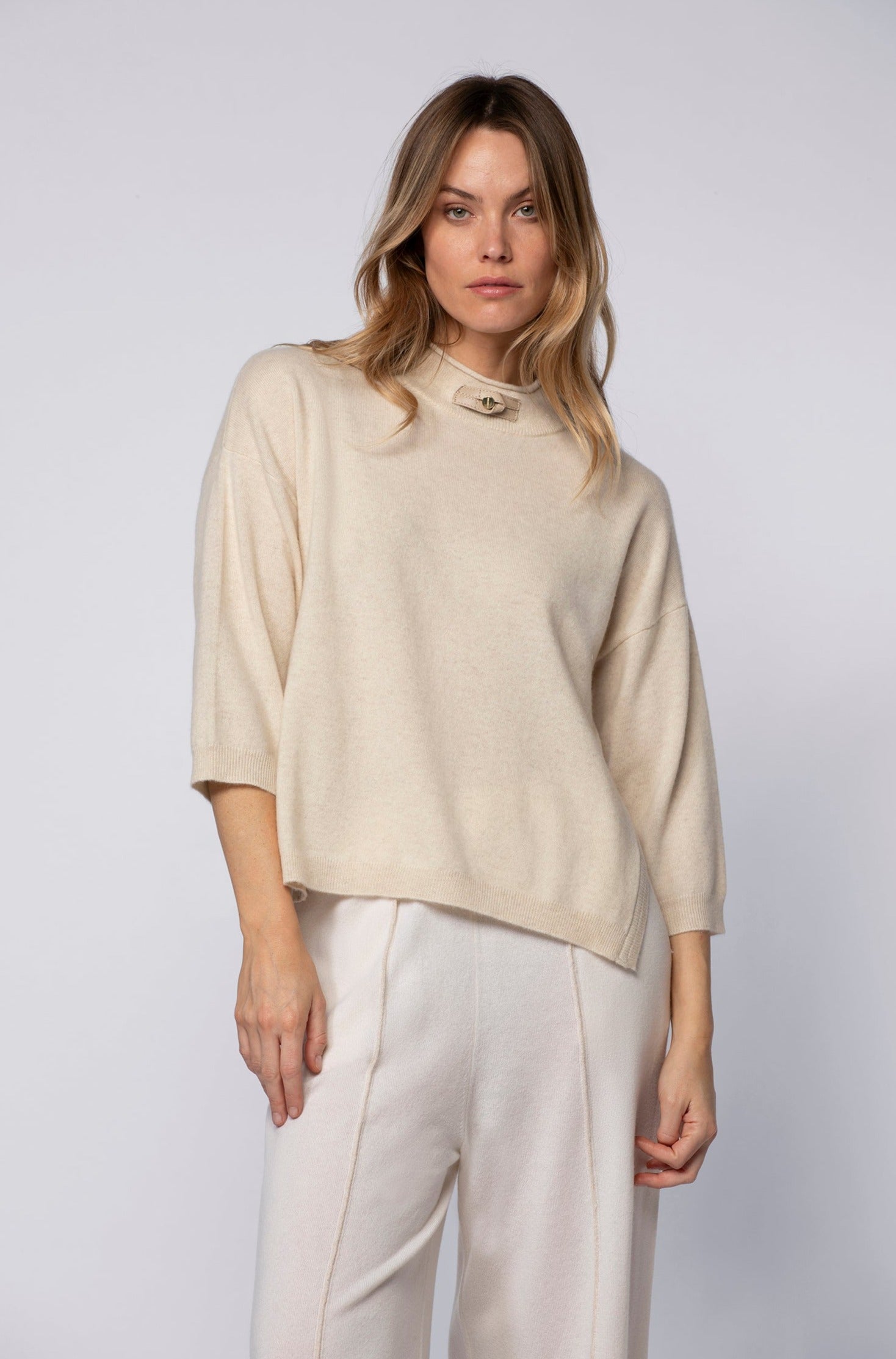 Pull PALINA beige en laine cachemire haut de gamme MAX&MOI