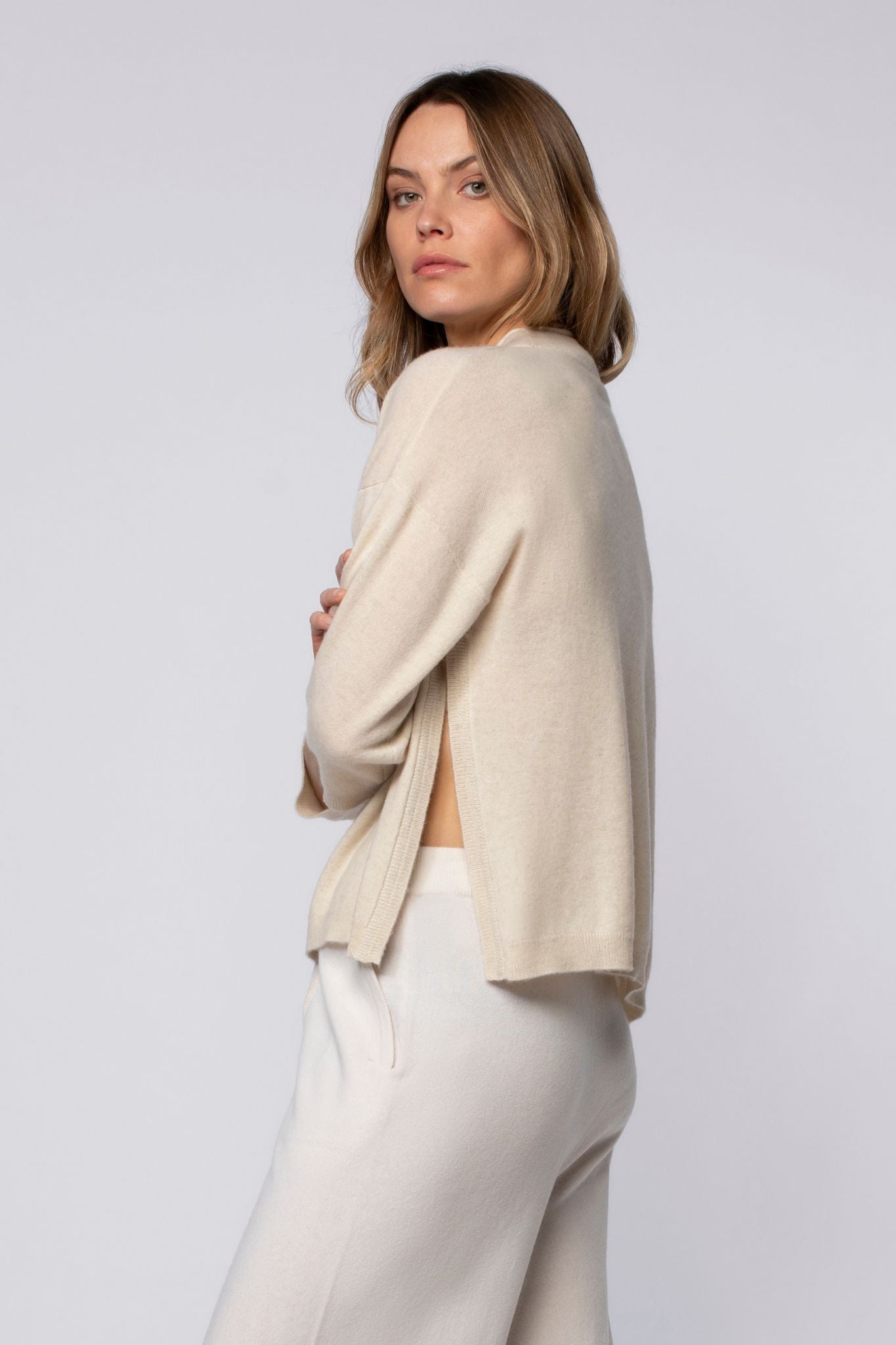 Pull PALINA beige en laine cachemire haut de gamme MAX&MOI