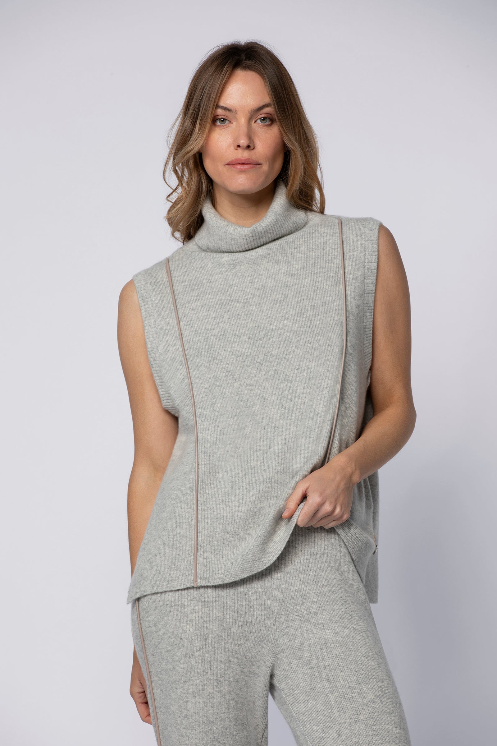 Pull PAVIE gris en laine cachemire haut de gamme MAX&MOI