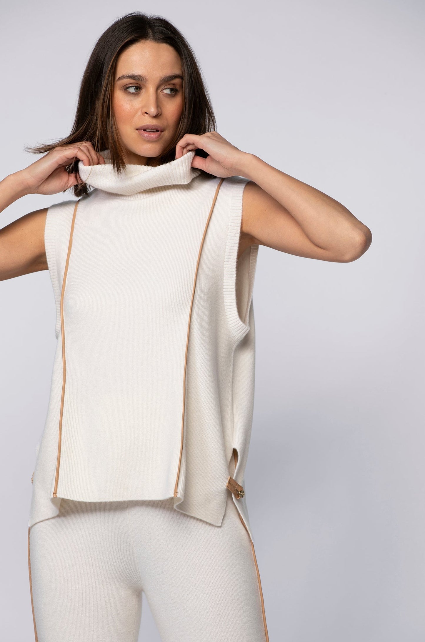 Pull PAVIE blanc en laine cachemire haut de gamme MAX&MOI