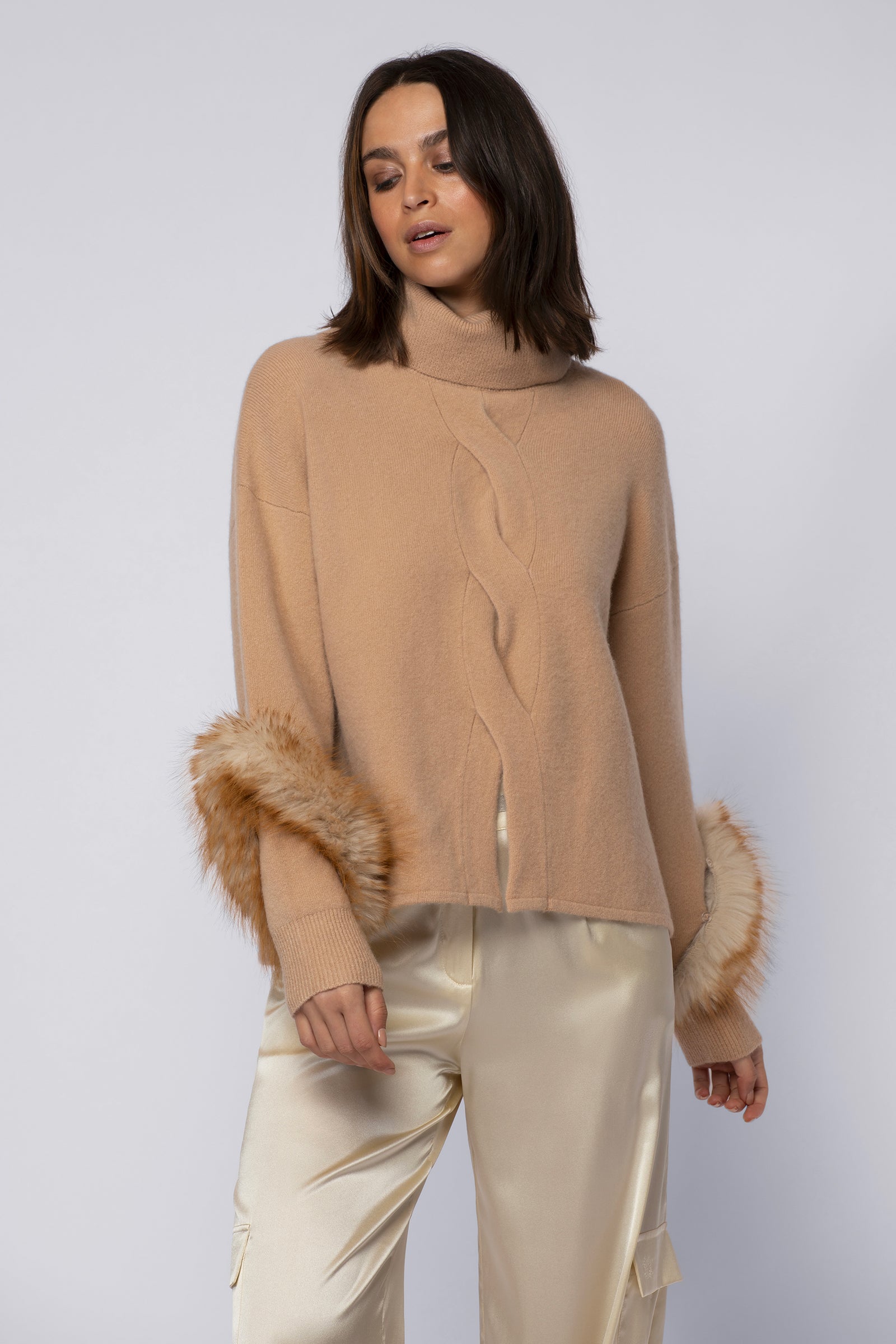 Pull PEYTON camel en cachemire haut de gamme MAX&MOI