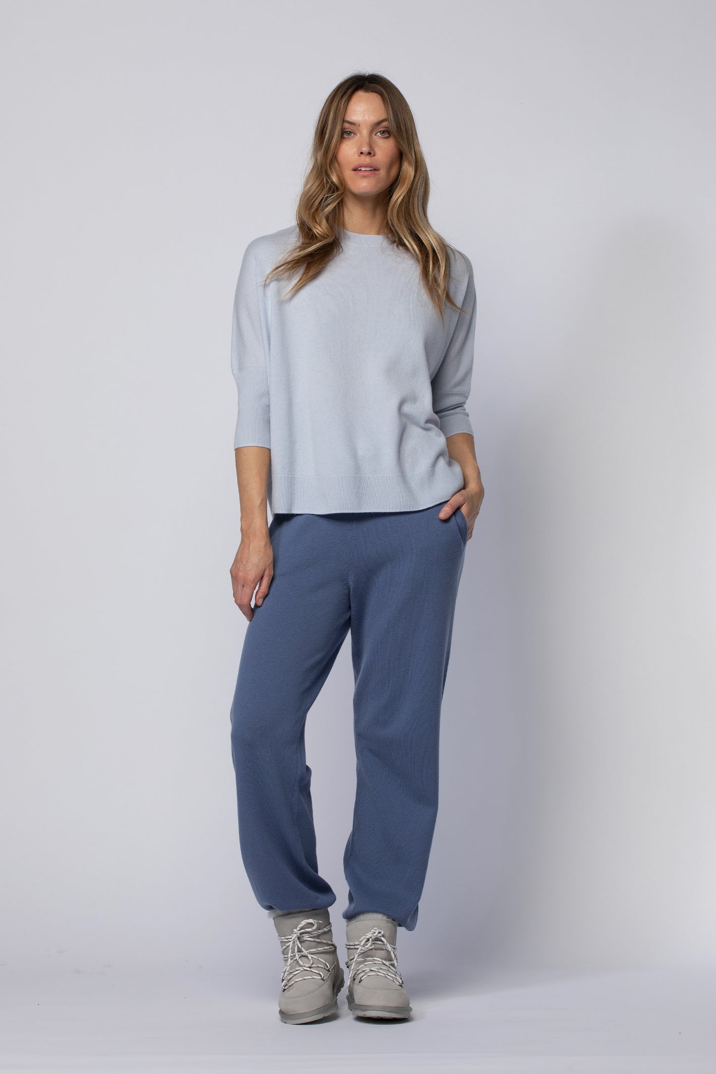 Pull PIBA bleu ciel en laine cachemire haut de gamme MAX&MOI